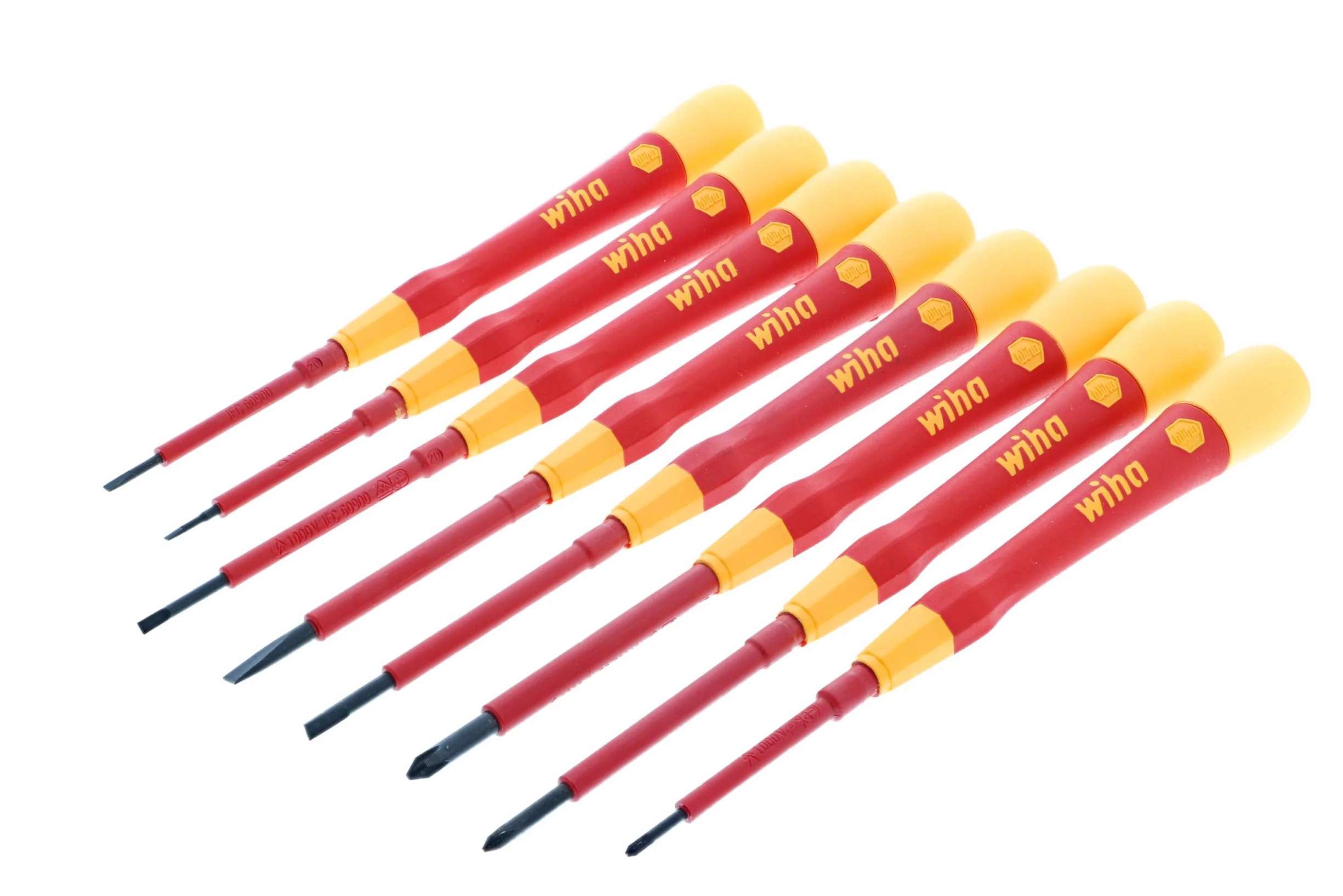 Wiha 32088 pico de destornilladores de precisión (8 piezas) | Puntas ranuradas y Phillips, clasificación de 1000 V, asas ergonómicas para trabajos electrónicos y eléctricos
