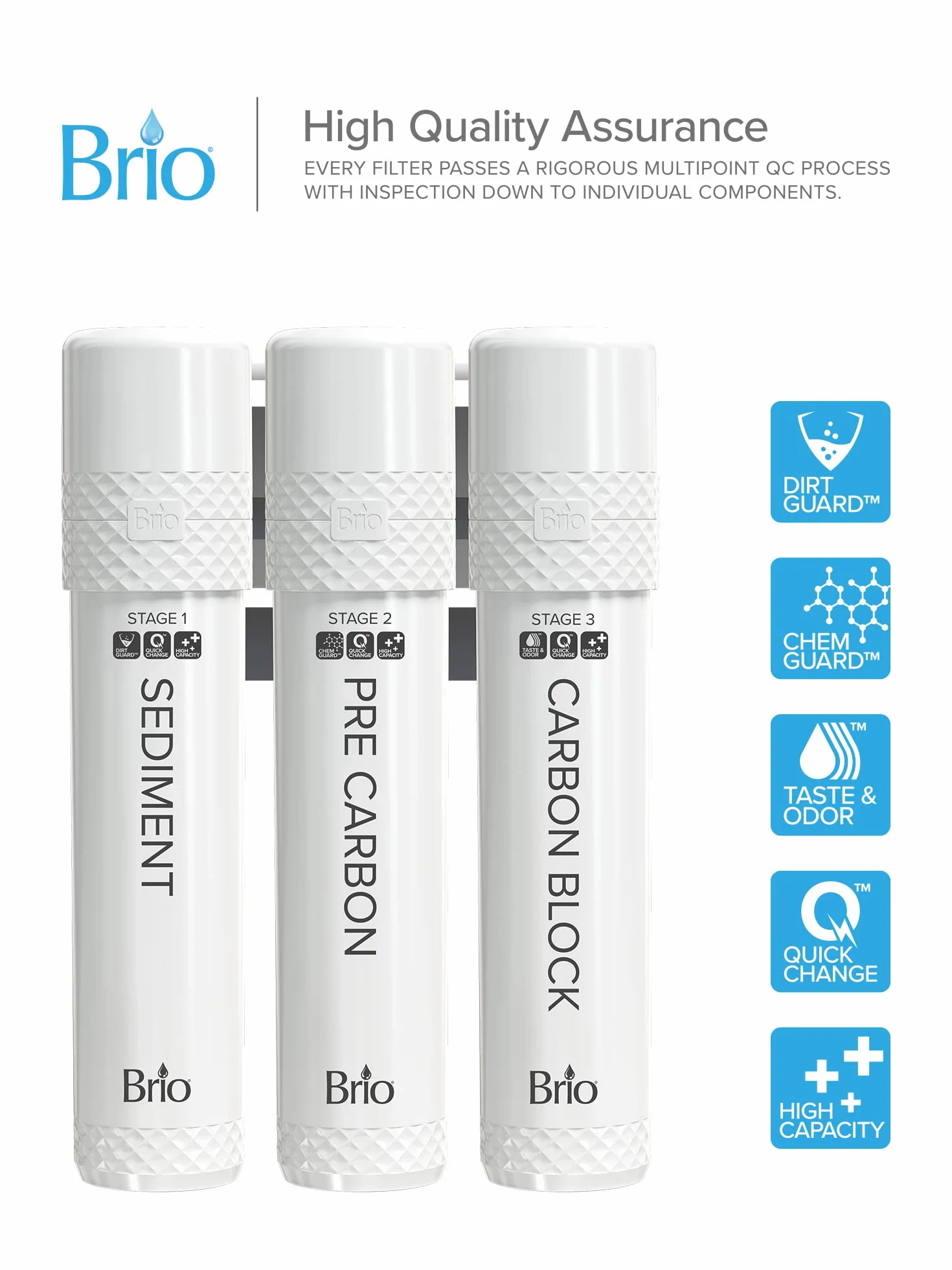 Brio Kit de repuesto de filtro de enfriador de agua de 3 etapas para modelos con UVF3
