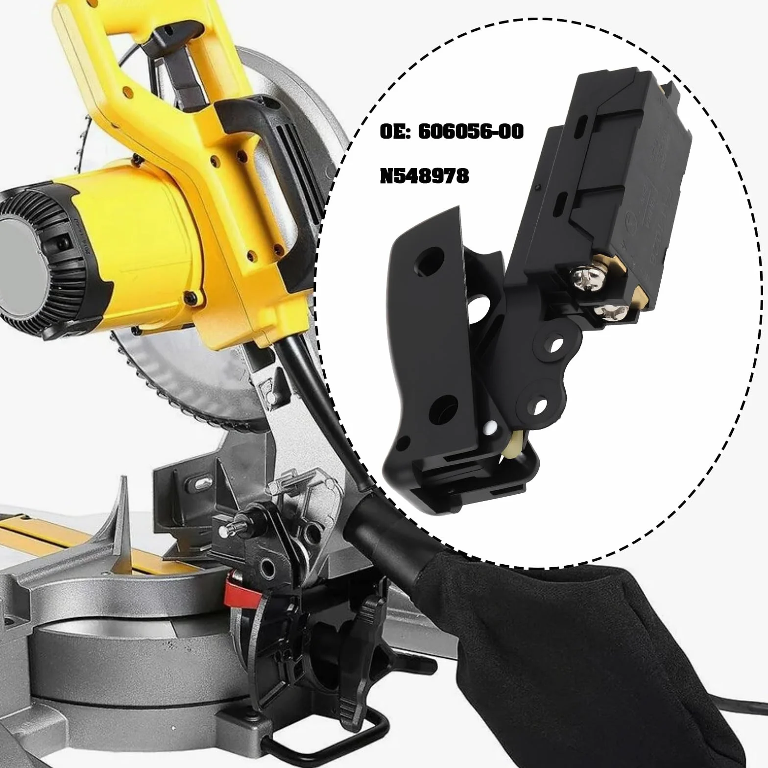 EMSea Interruptor de Encendido Del Gatillo de La Sierra Ingletadora 606056-00 Compatible con DeWalt DW712 DWS780 DW716 DW718 N548978