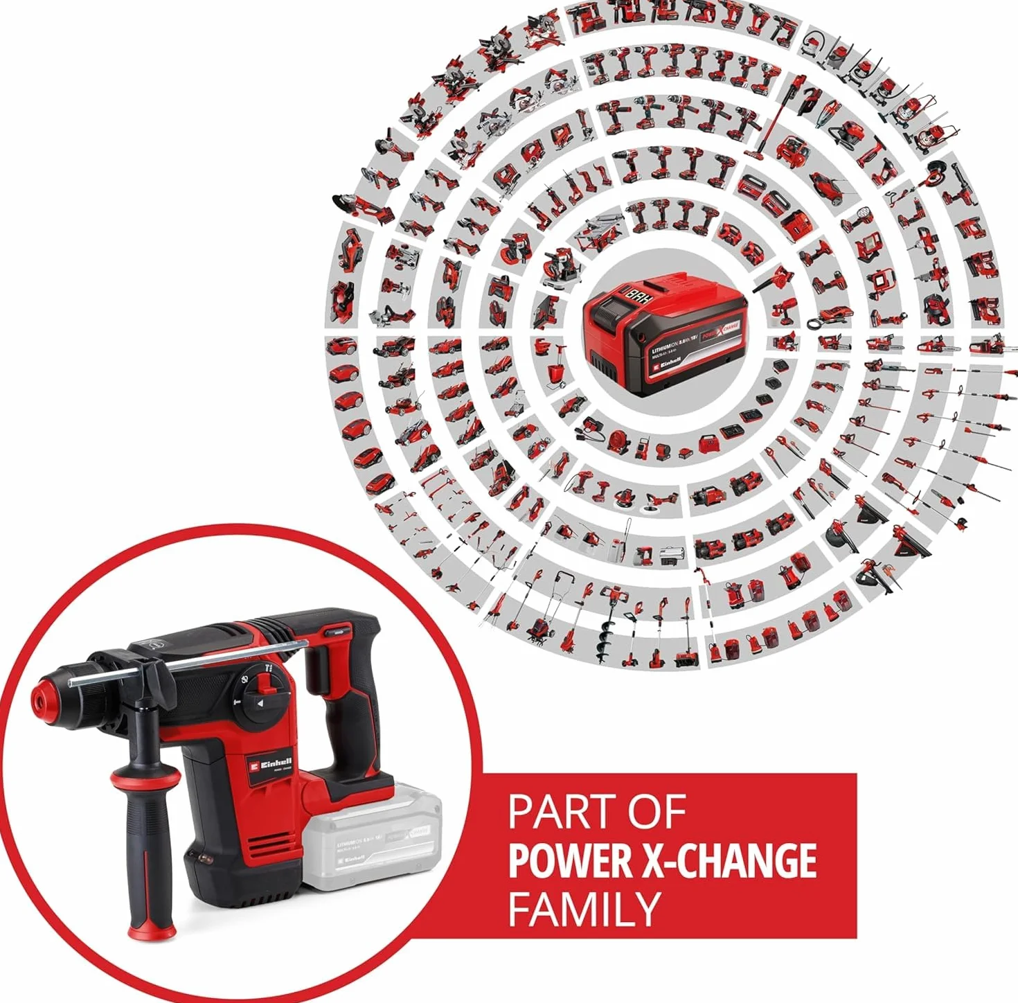Einhell Professional martillo perforador con batería TP-HD 18/26 Li BL-Solo Power X-Change (18 V, sin escobillas, 2,6 J, SDS-plus, mecanismo de impacto neumático, 4 funciones, maletín, sin batería)