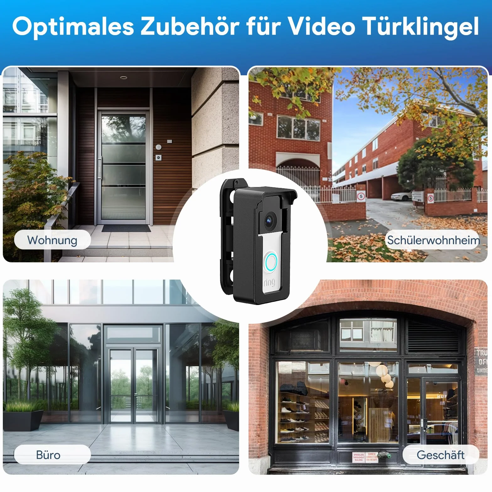 Soporte para Timbre con Vídeo a Prueba de Lluvia, 45-135° Compatible con Video Doorbell Wired/Pro-Pro2/4/3 Plus/3/2/1(Batería), Soporte Angular Antirrobo para Timbre, Accesorios Ajustables para Timbre