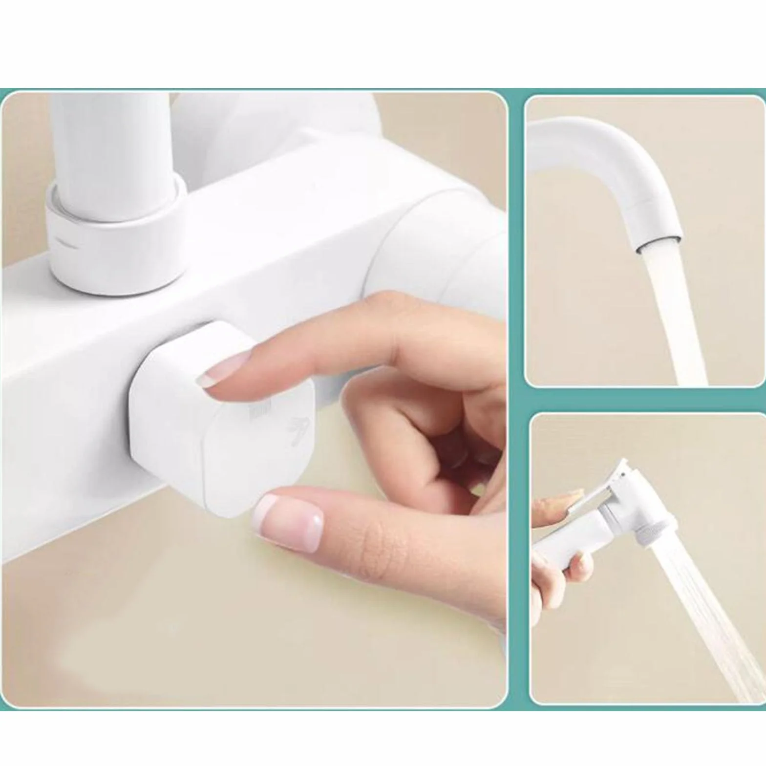 Grifo de Cocina Pared Blanco Pistola Telescópica Agua Fría y Caliente Giratoria Latón Grifo Fregadero Cocina Pared