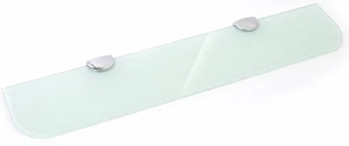 Estante de cristal blanco endurecido de 500 mm x 100 mm, 6 mm de grosor, para baño, dormitorio, oficina con grandes soportes de estante con acabado cromado