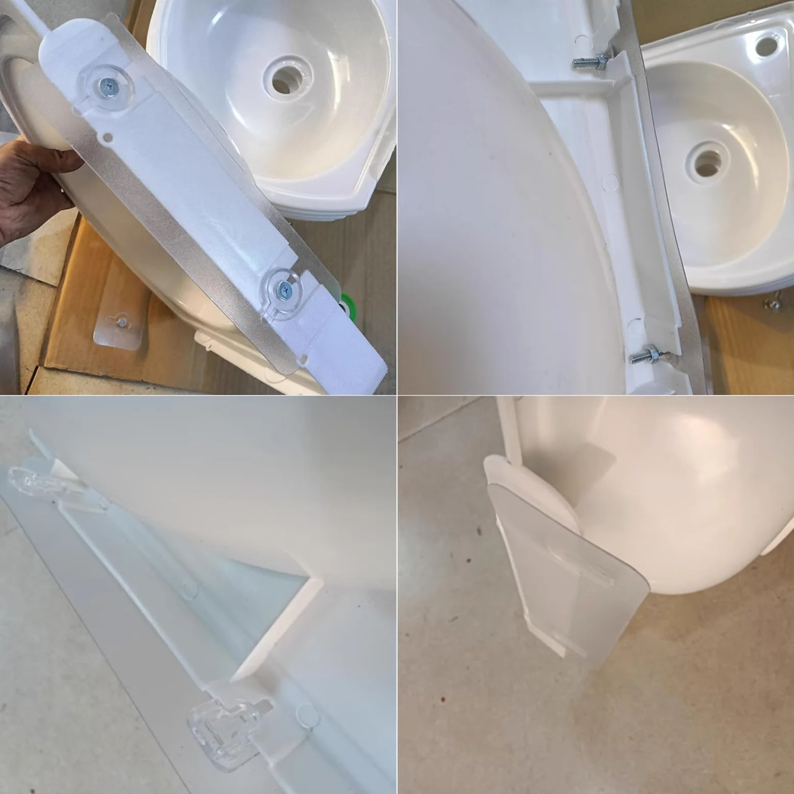 Lavabo de esquina para montaje en pared, 27,5 x 27,5 x 10 cm, plástico, blanco, con desagüe