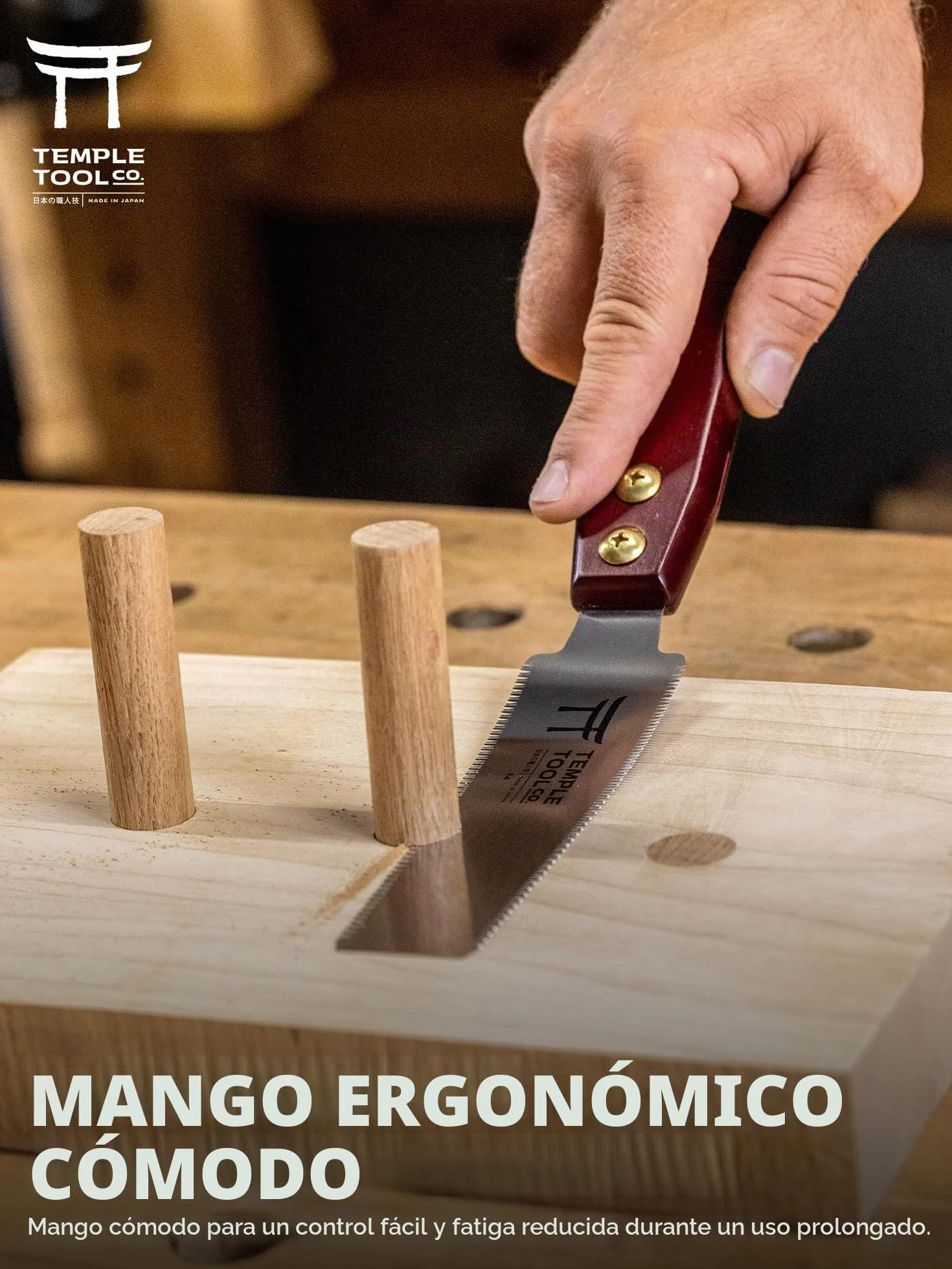 Temple Tool Co. Sierra Japonesa de Corte al Ras - Sierra de Tracción de Doble Filo de 6 Pulgadas para Corte al Ras de Espigas, Clavijas, Cuñas - Madera Dura Madera Blanda