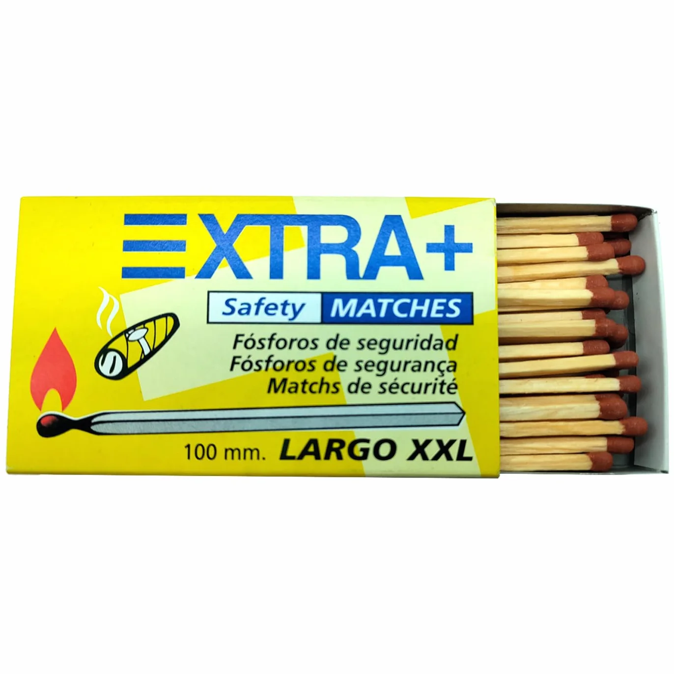 Pack de 6 Cajas de Cerillas Super Largo XXL, 300 Cerillas Totales, Fósforos de Seguridad para Cocinas, Barbacoas, Chimeneas, Estufas (10 cm)