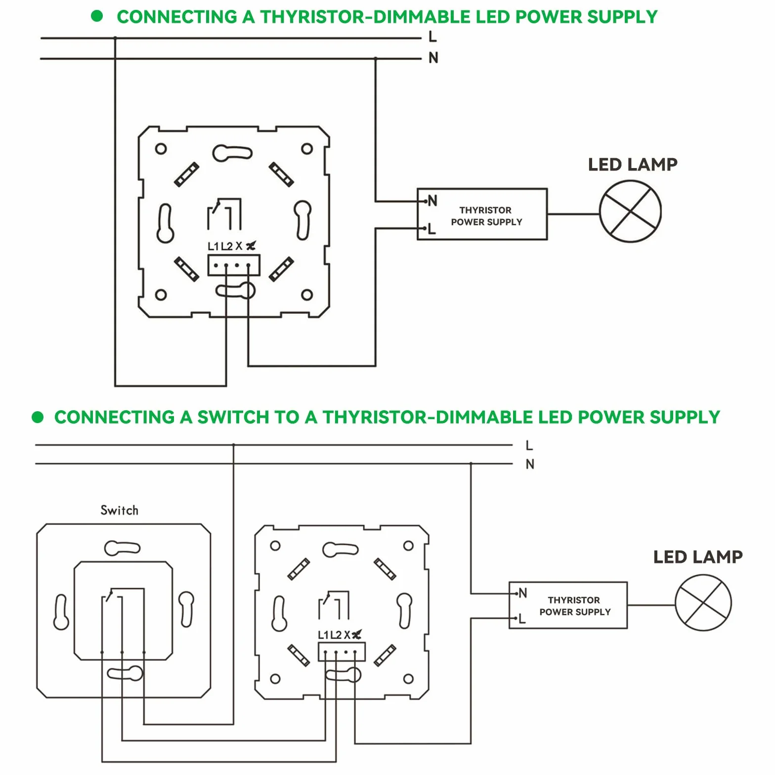 Regulador de intensidad led 230V dimmer interruptor regulador de luz 5-400W Incrustado regulables perilla de dimmer apto para lámparas LED monocromáticas incandescentes y halógenas BQ-TTDIM