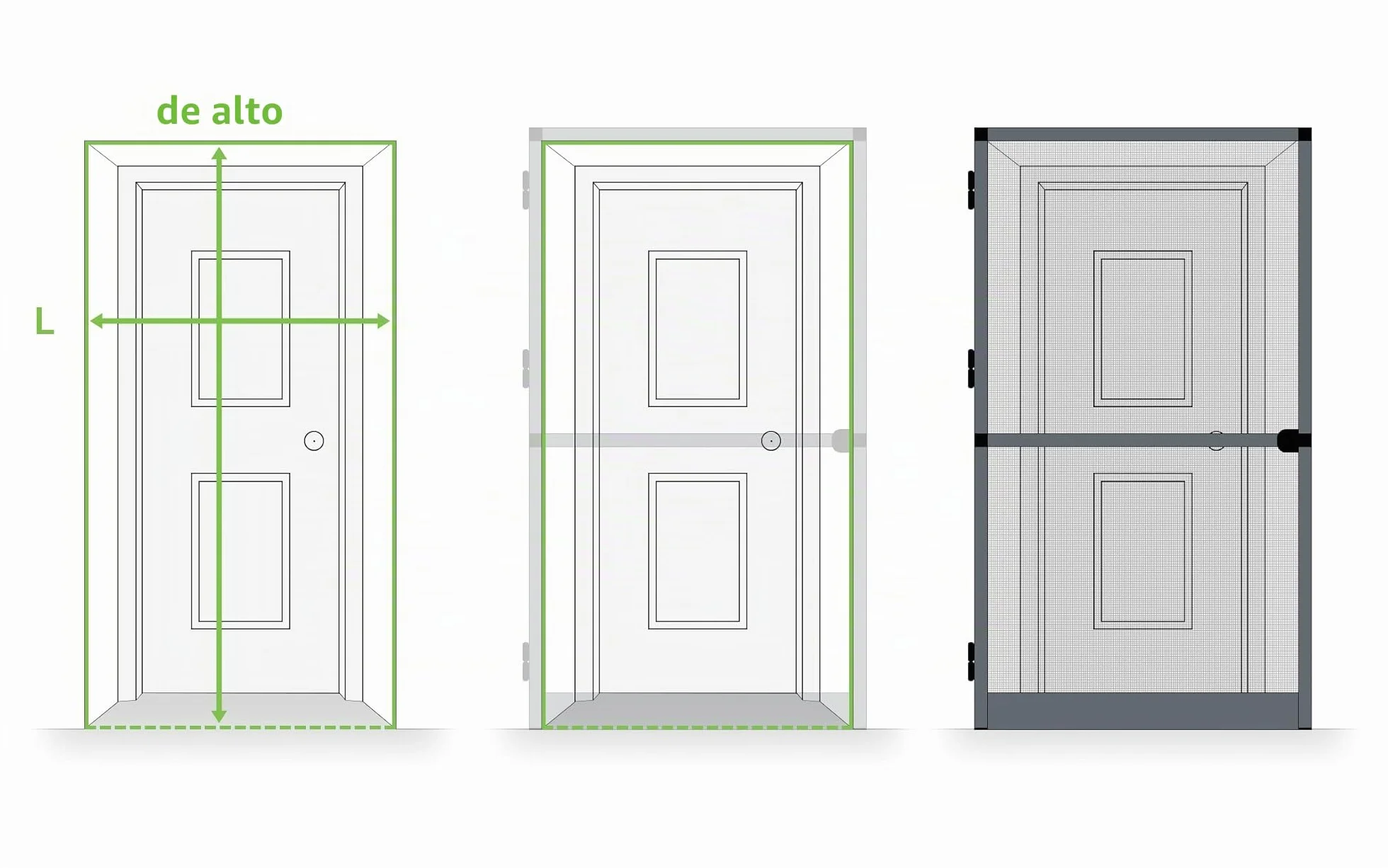 AvosDim Mosquitera Puerta Batiente Aluminio Antracita H2150 x 1000 mm Gris Antracita Ral 7016