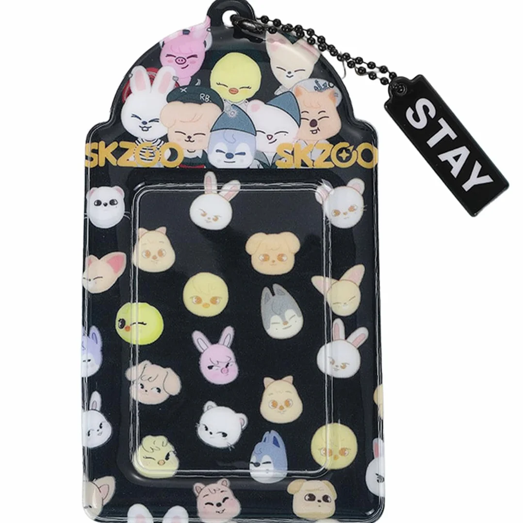 Tarjetero Stray Kids SKZOO, Stray Kids Merch para fans de Kpop, bonito colgante SKZOO, para los fans (Negro)