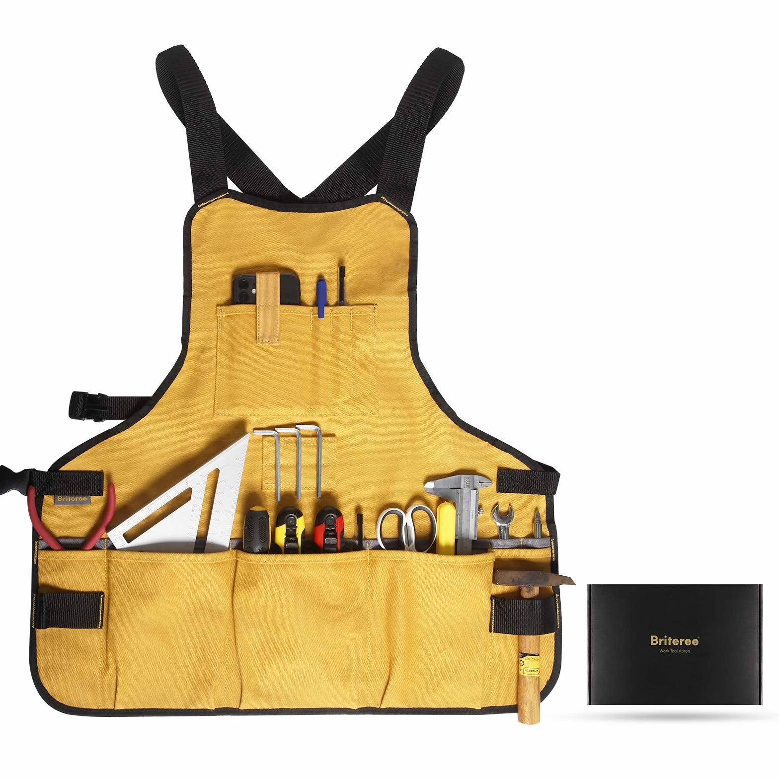 Delantal de herramientas de trabajo para hombres y mujeres, longitud del torso con 21 bolsillos para herramientas, delantal de lona duradero, entusiastas del bricolaje