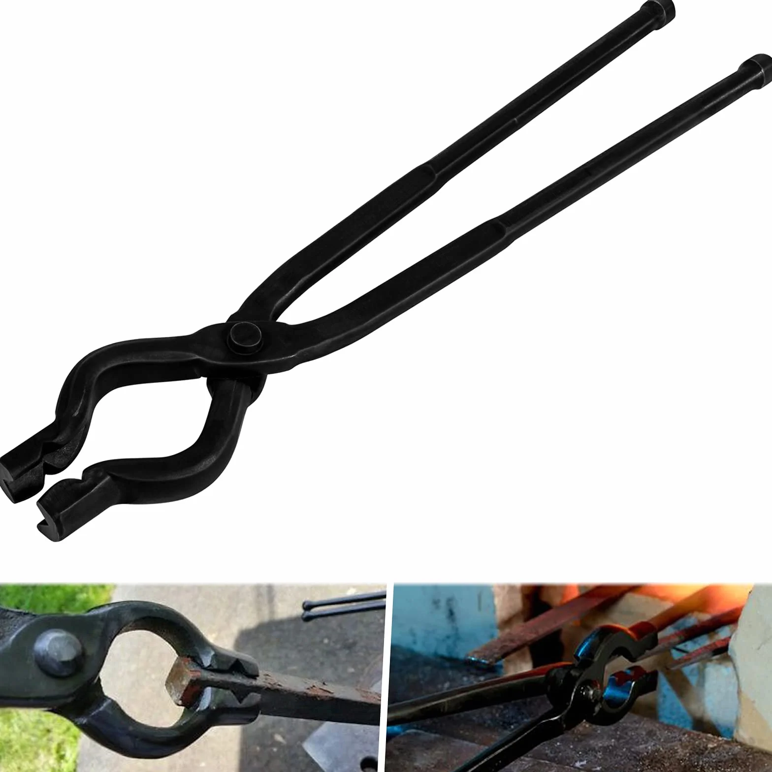 Pinzas de herrero de 17 pulgadas, pinzas de mandíbula de lobo ensambladas para hacer cuchillos herreros Bladesmith yunque forjan pinzas