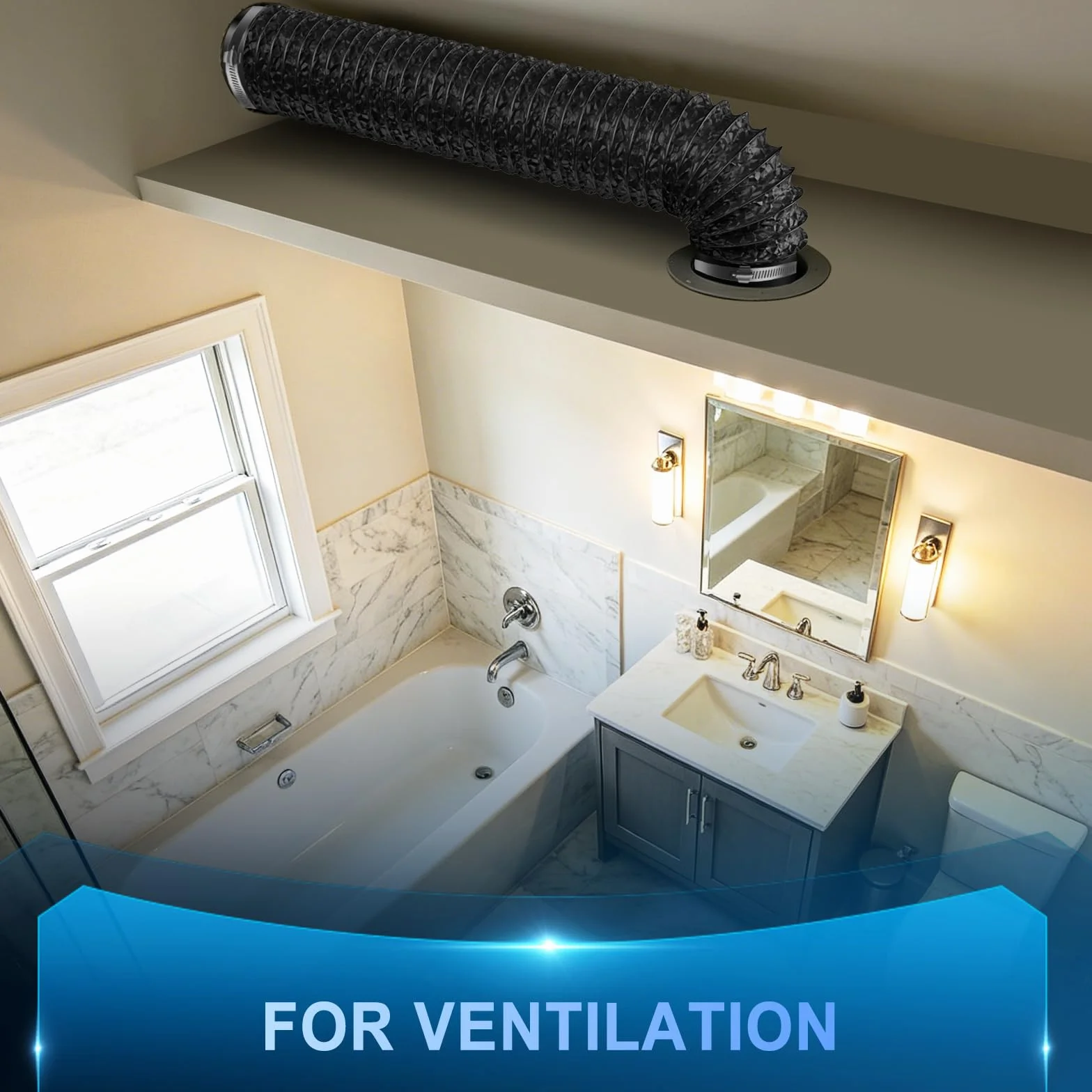 Hon&Guan Tubo de salida de 150 mm de diámetro, tubo de aluminio de PVC de 3 m con 2 abrazaderas para aire acondicionado móvil, secadora, ventilador de extracción, campana extractora, sistema de