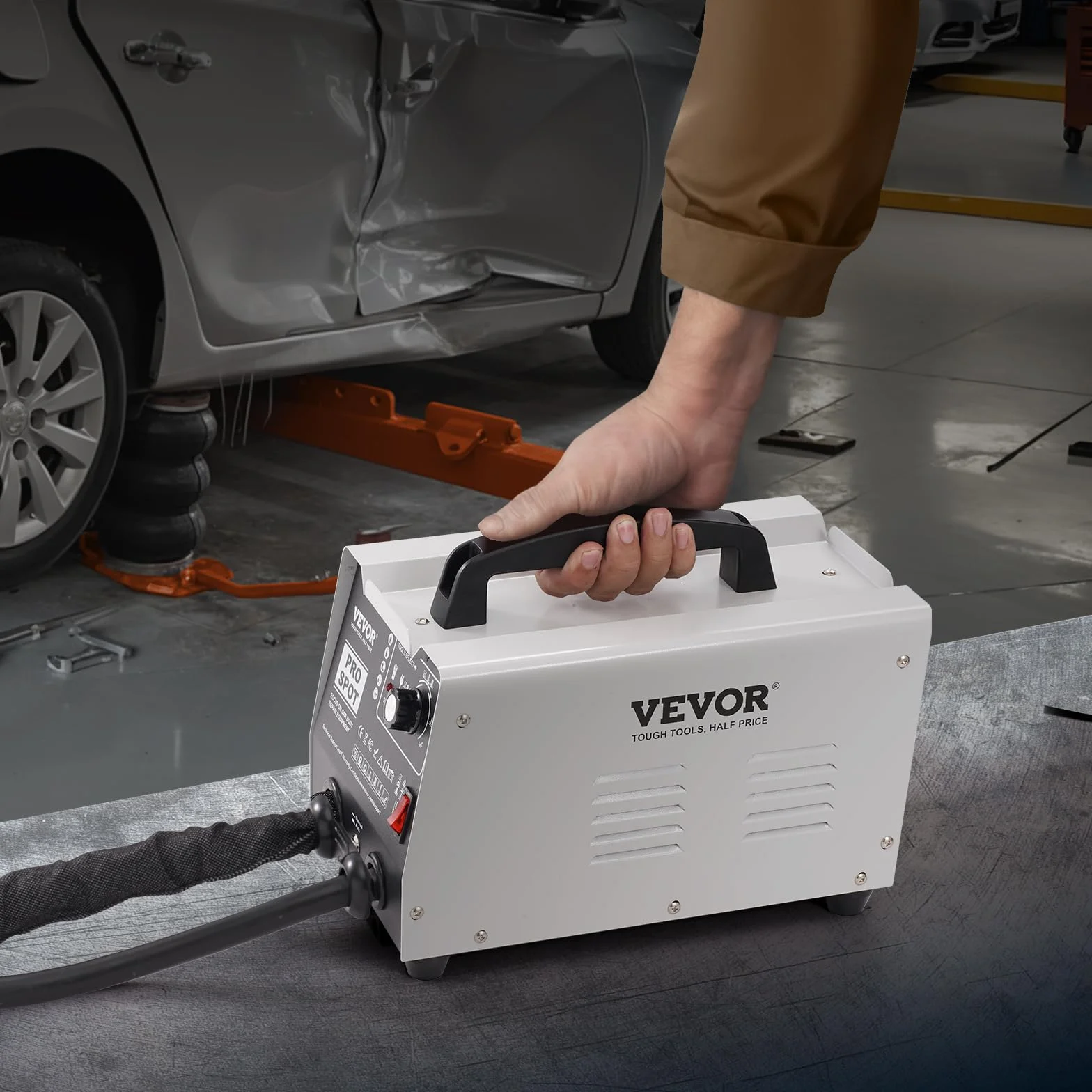 VEVOR Kit de Reparación de Abolladuras con Soldador de Pernos 1,8kW Extractor de Abolladuras con Soldador por Puntos con Soldadura Automática y Manual 7 Modos para Carrocería de Automóvil, Camión