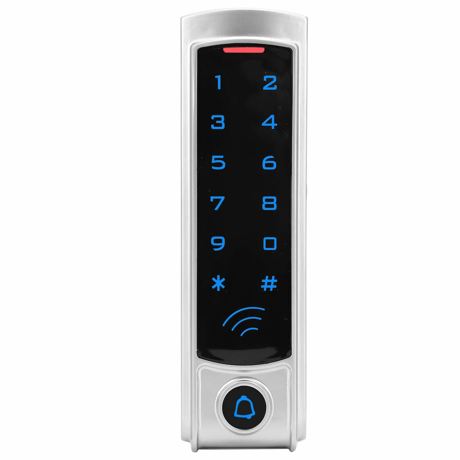 Cerradura de puerta con teclado retroiluminado sin llave, 13,56 MHz RFID Wiegand26 Lector de tarjetas de identificación Controlador de acceso Sistema de control de acceso