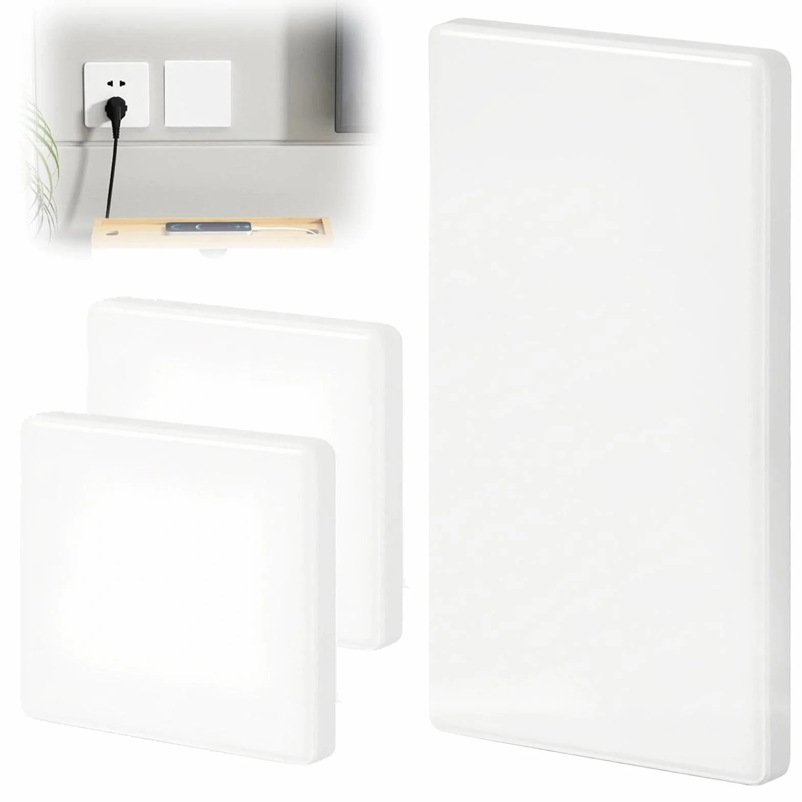 3 Piezas Cubiertas Ciegas Empotradas Autoadhesivo, Tapa Ciega Blanco, Tapa Enchufes Pared de Plástico ABS, para Enchufes Sin Uso y Aberturas de Pared
