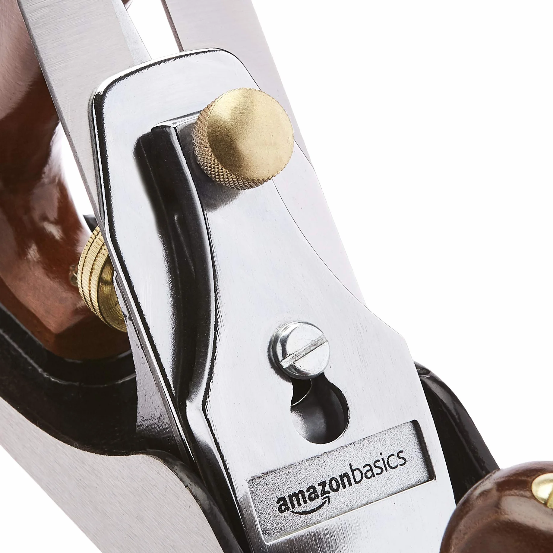 Amazon Basics Cepillo manual para banco de alisado universal ajustable, no. 4, hoja de 50.8 mm y mangos de madera para un trabajo preciso, Marrón
