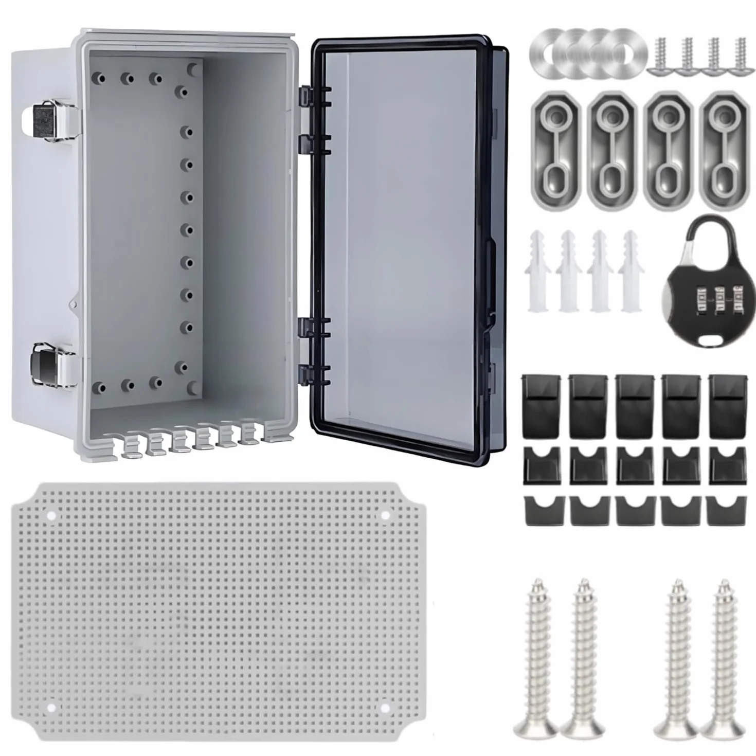Caja Estanca Exterior Electrica, IP66 Plástico ABS 290×190×140 MM | Caja Electrica Exterior, Placa Base, Cerradura Con Contraseña, Uso Interior, Uso Exterior