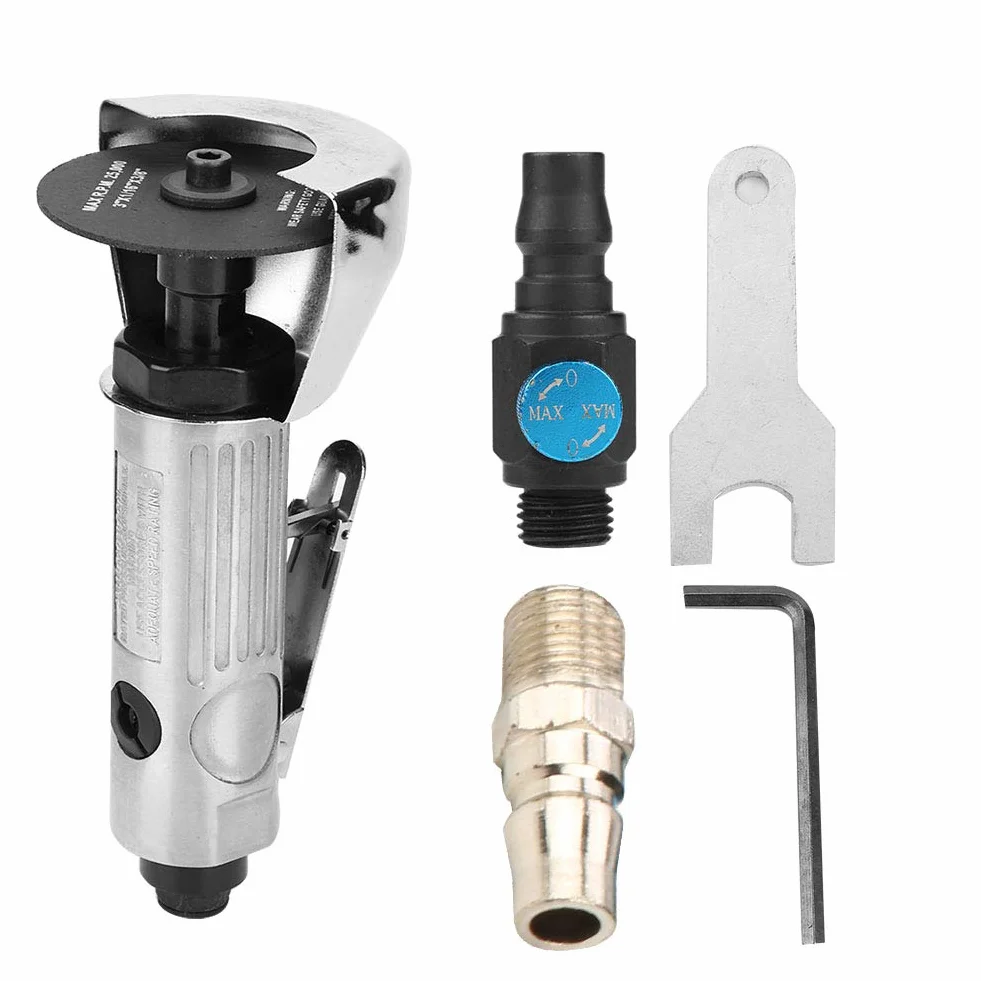 Cortador Neumático Sierras de Corte de Alta Velocidad de Sierras de Corte de Metal Máquina de Corte Herramientas Neumáticas de Aleación de Aluminio con Conector(Cortadora neumática 3" + accesorios)