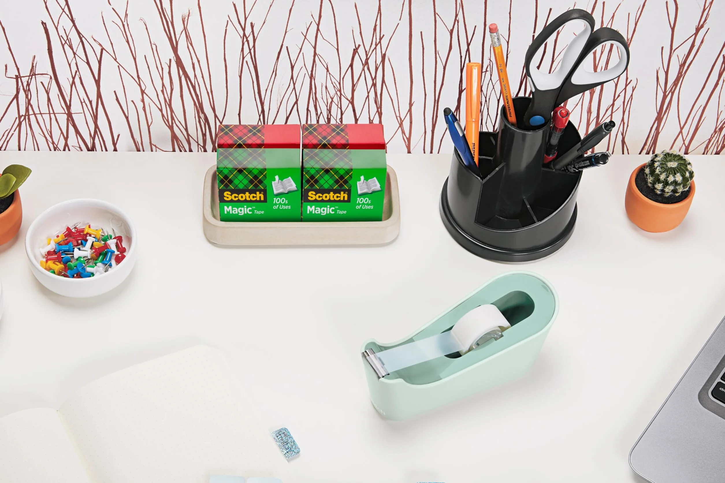 Scotch Dispensador de Cinta Adhesiva C18, Verde Menta + 1 Rollo Cinta Invisible 19 mm x 33 m, Rellenable