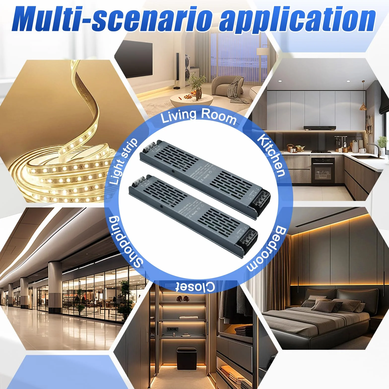 Transformador 220V a 24V 400W LED Driver, Fuente de Alimentación AC 220, 230 V a DC 24 V Driver de Bajo Tensión, Controlador Voltaje Constante para Tiras LED,2PCS
