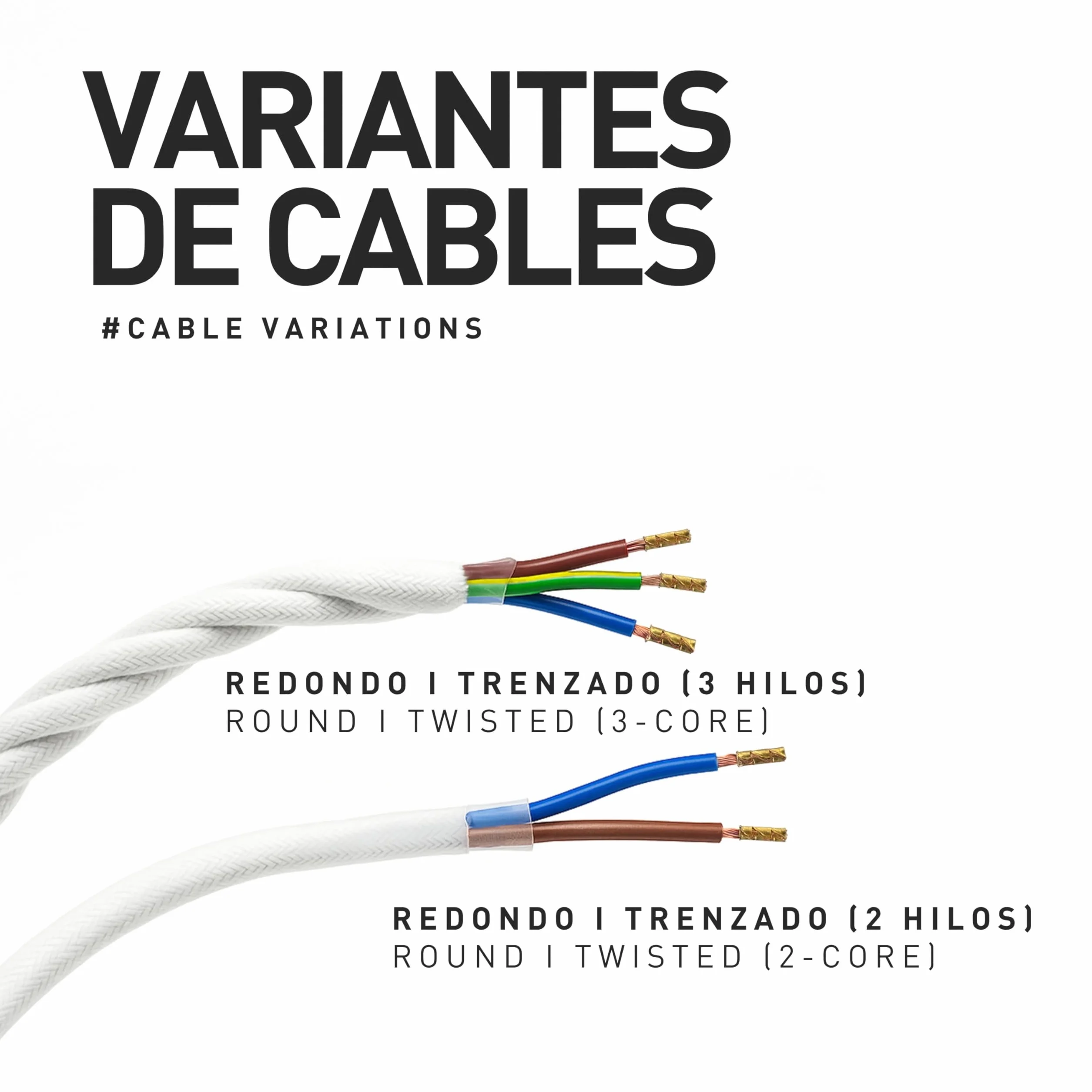 Cable Textil Color Yute 5 Metros 3 x 0,75 mm² Hilos Eléctrico para Lámpara DIY