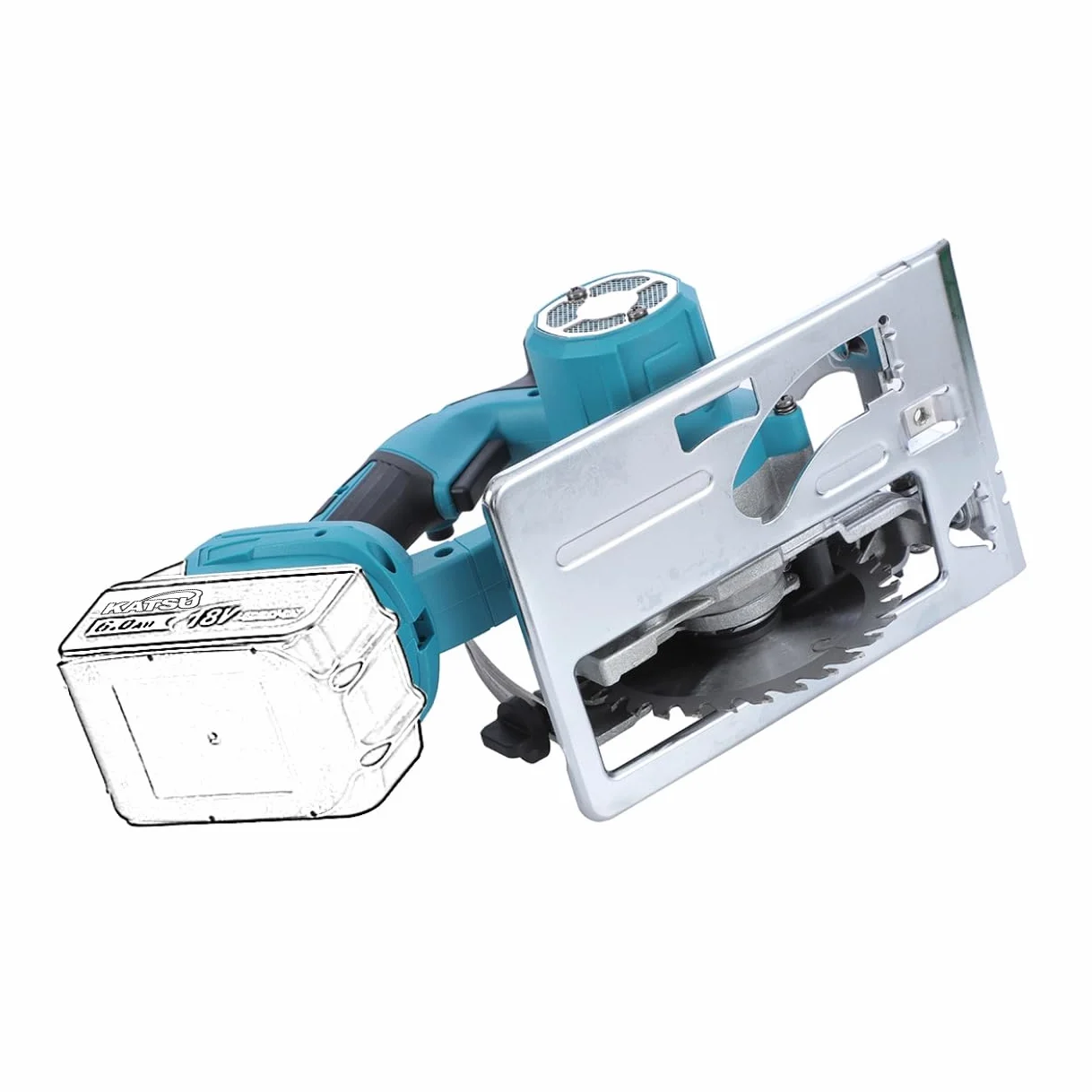 Sierra Circular Inalámbrica KATSU FIT-BAT de 21V, Sierra Circular Eléctrica de 5" con Motor sin Escobillas, 13000RPM, 30mm Profundidad de Corte, Hoja de Corte de 125mm Incluida, sin Baterías
