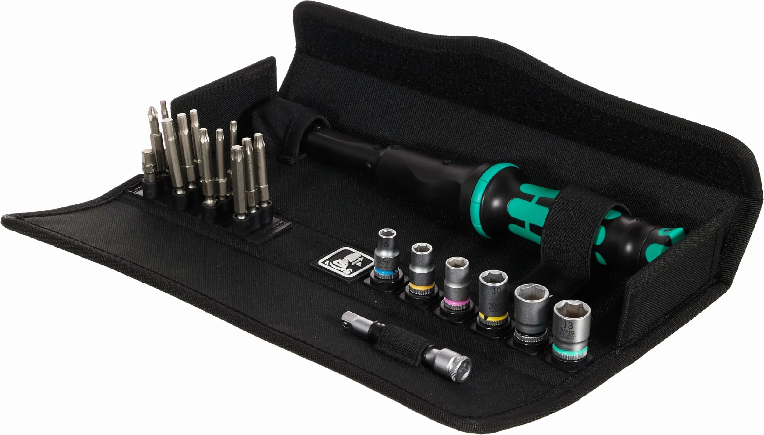 WERA-05130110001-Click-Torque A 6 Set 1 - Llave dinamomé. con puntas+vasos en caja textil