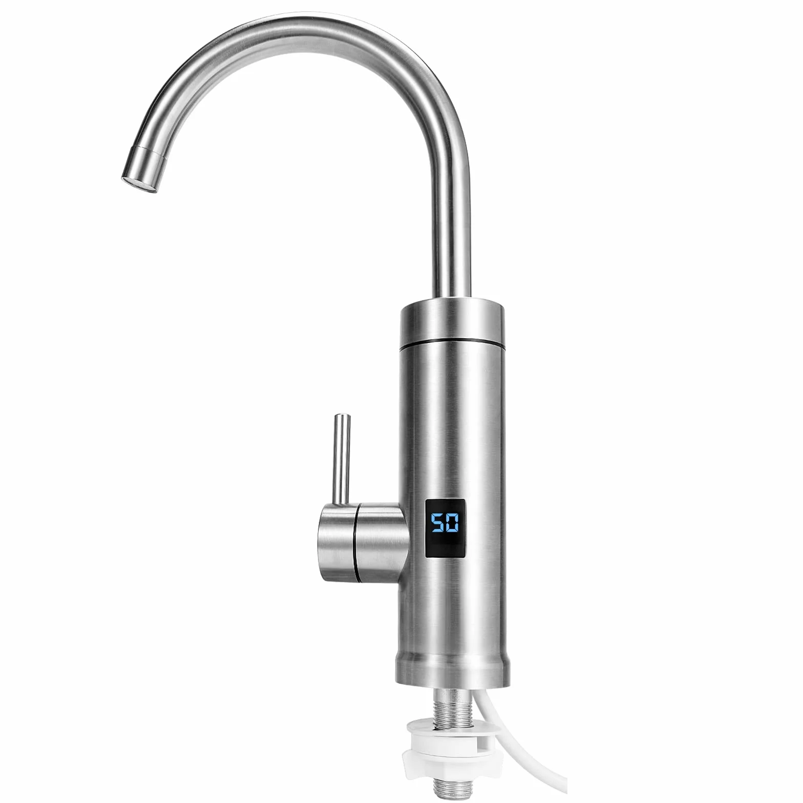 Grifo mezclador de cocina de agua caliente instantánea 3S con pantalla LCD, eléctrico, de acero inoxidable, para uso doméstico