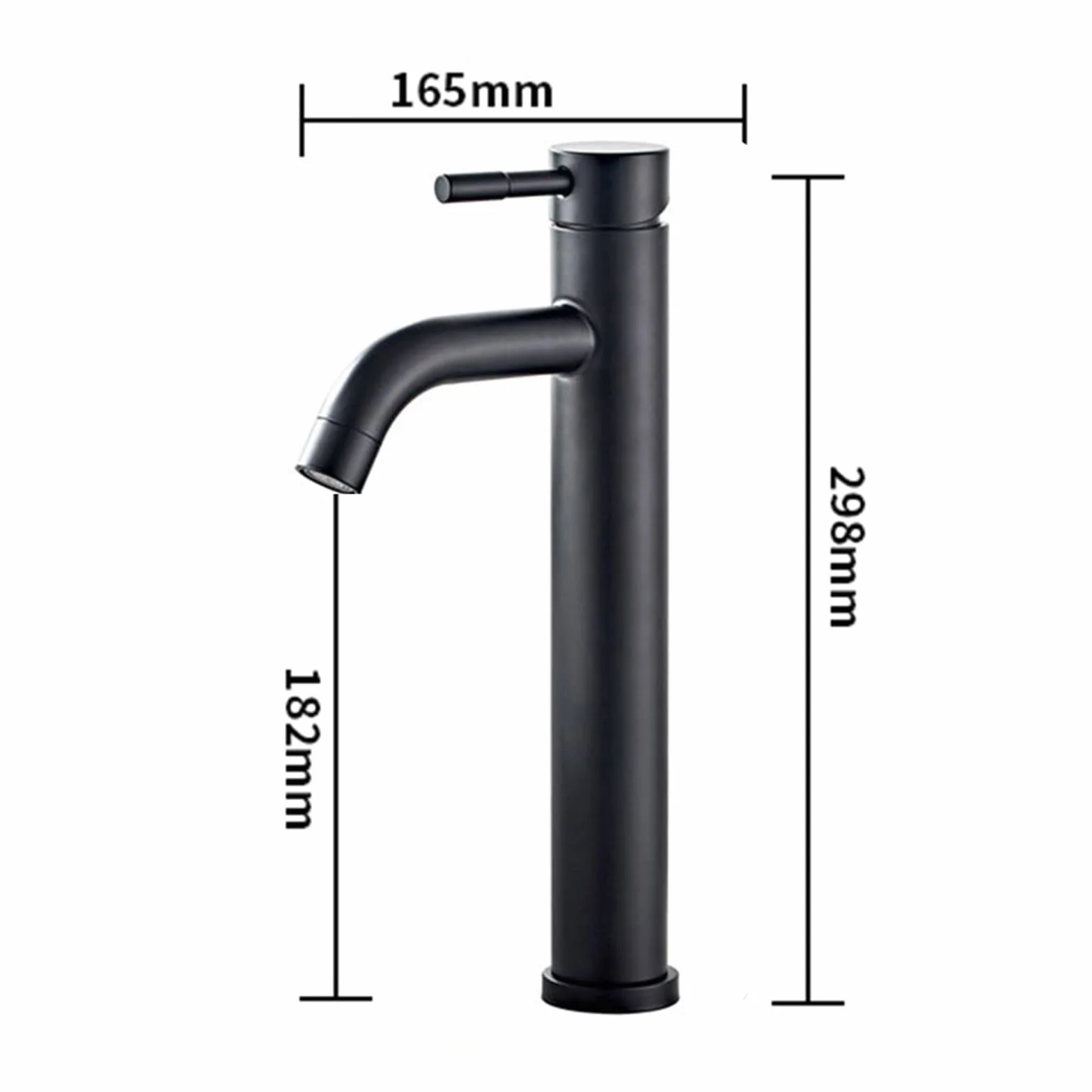 Grifo de Lavabo Alto Monomando para Baño, Acero Inoxidable, Acabado Negro Premium Resistente al Desgaste, Diseño Moderno y Minimalista(ALTO NEGRO)