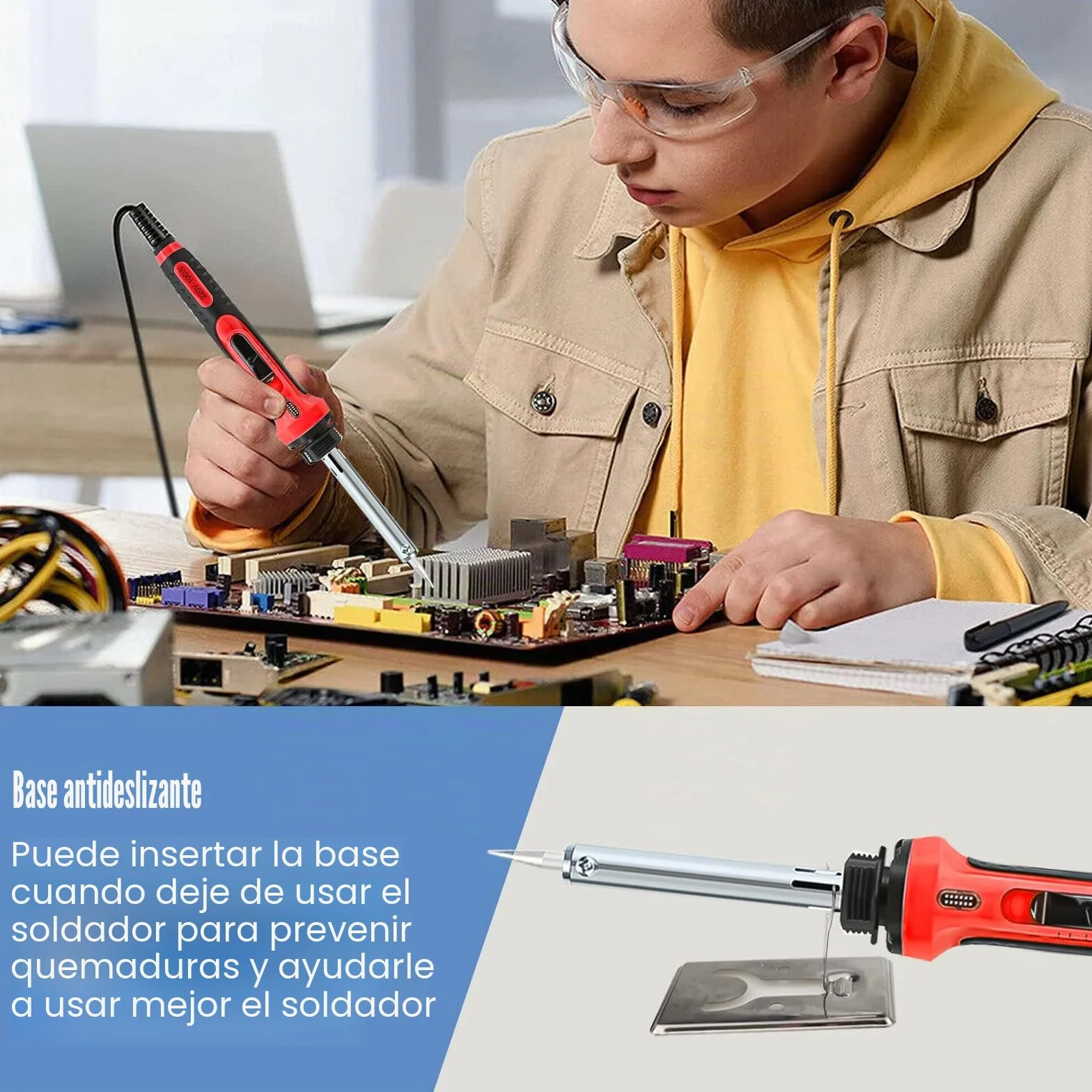 Soldadura de plástico 100 W multifunción 3 ajustes de plástico máquina de reparación con 4 puntas de soldadura varillas de soldadura soporte de hierro caliente red de parches cepillo de alambre