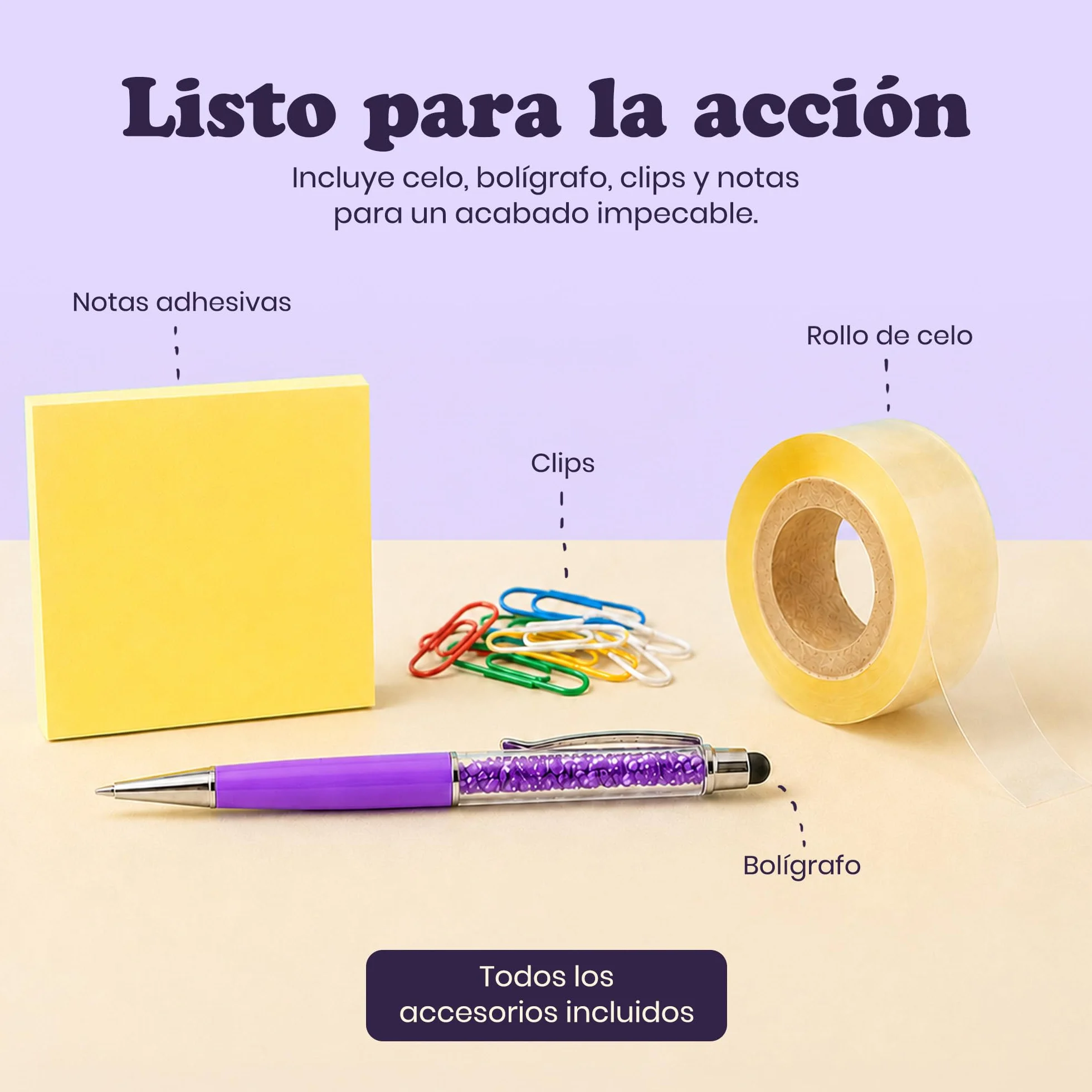 Rollo de cinta adhesiva con dispensador 15.2 x 14.8 x 6.6 cm 222 g Púrpura