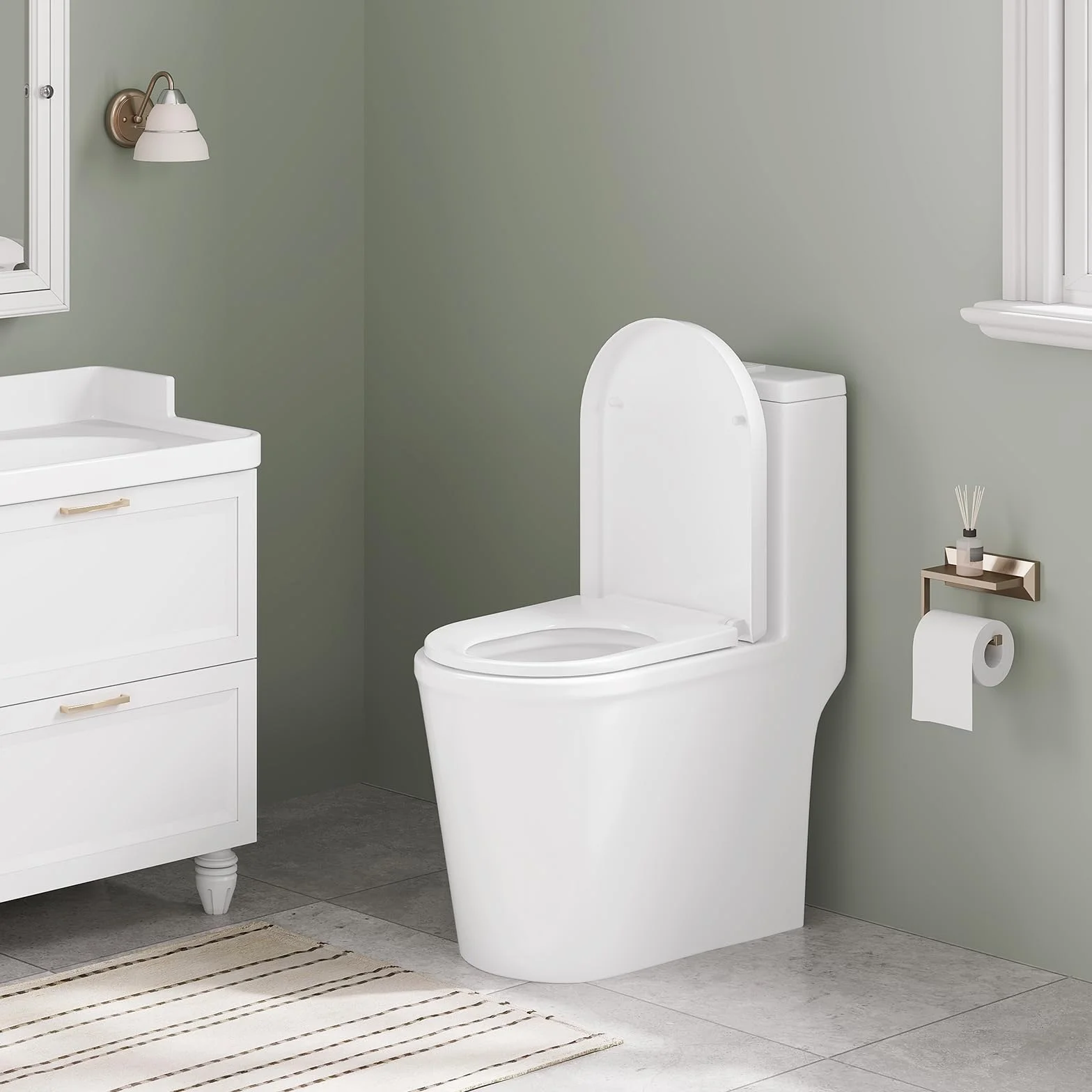 WOLTU Tapa de WC Asiento Inodoro Bisagra de Cierre Suave Instalar Rápida/Demontar Rápida, Plastico Blanco Forma de D
