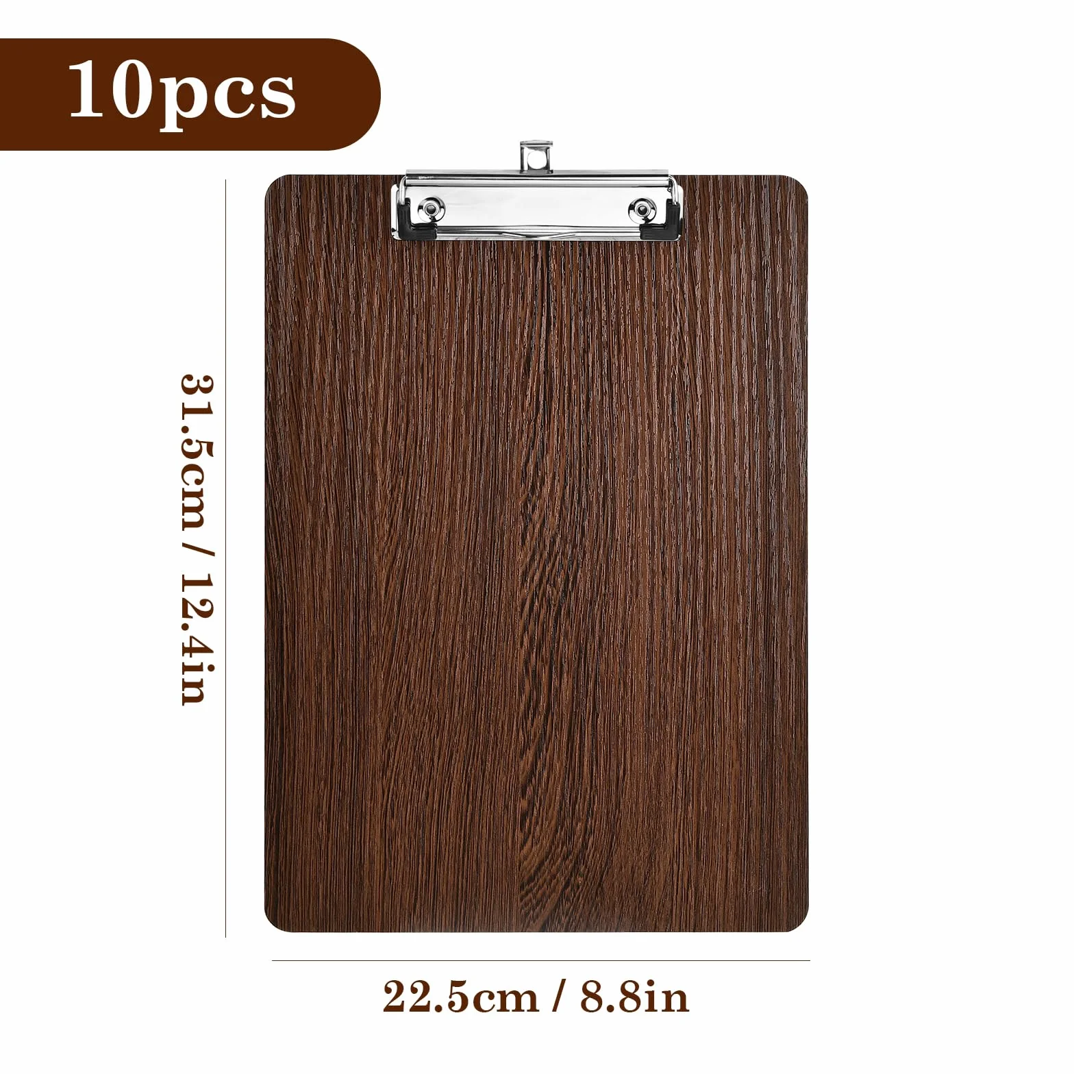 Portapapeles de Madera A4 con Pinza, Tablero de Escritura con Agujero Colgante, 10 Piezas para Oficina Escuela