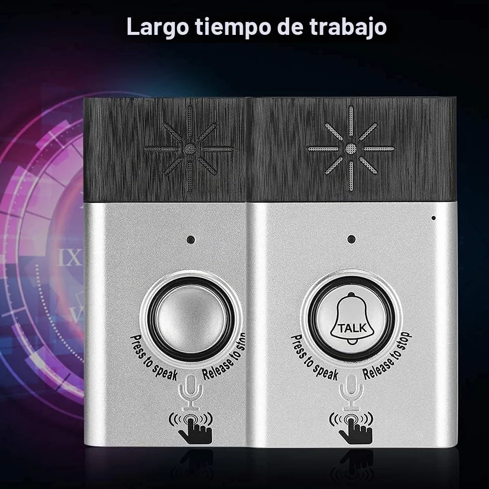 Timbre de Puerta, con Altavoz de micrófono de Alta sensibilidad Incorporado, de intercomunicador de Timbre inalámbrico, Mini Voz portátil de 2,4 GHz