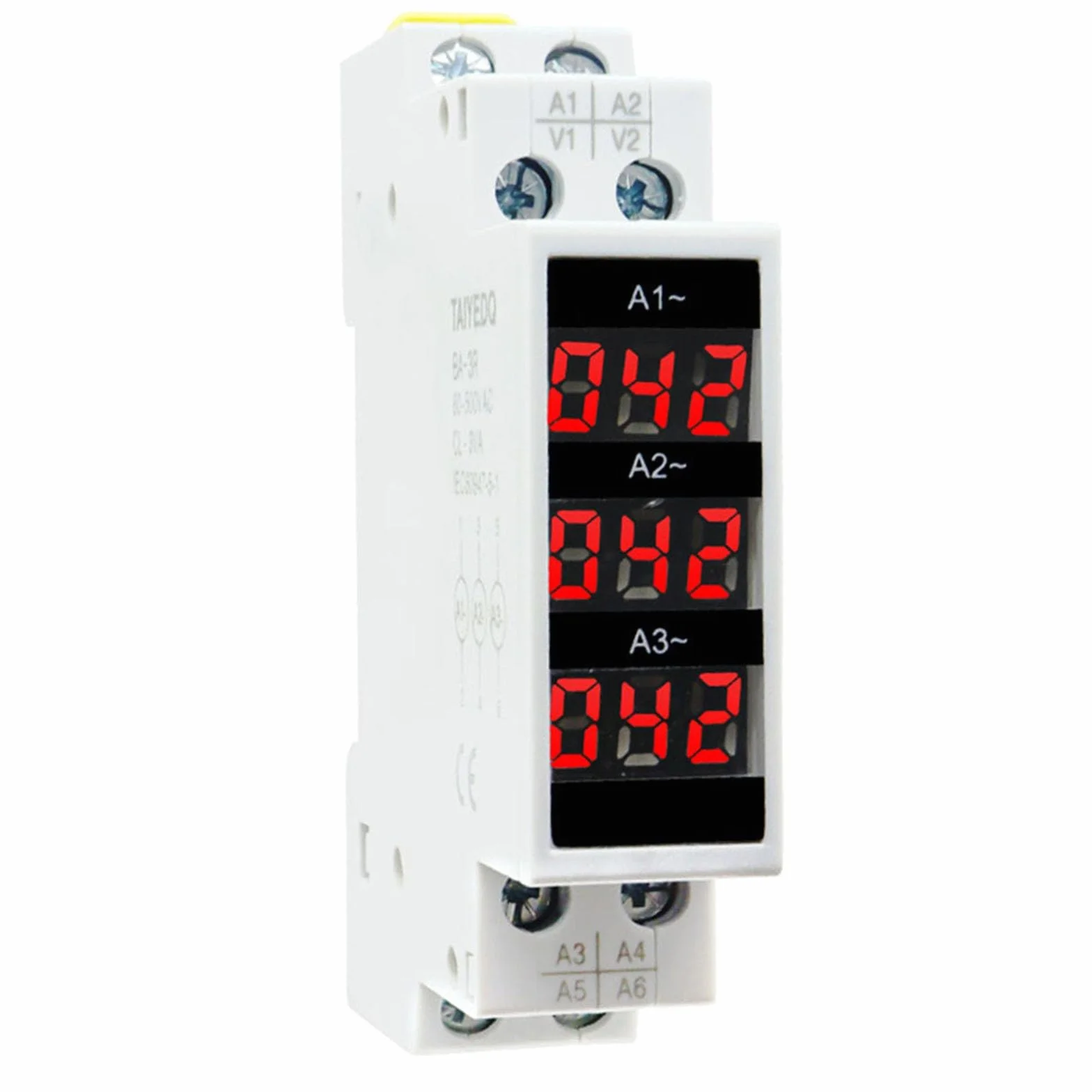 Amperímetro trifásico, pantalla trifásica de 3 dígitos, Mini Din 35mm Rail Pantalla Digital Indicador de medidor de corriente modular trifásico