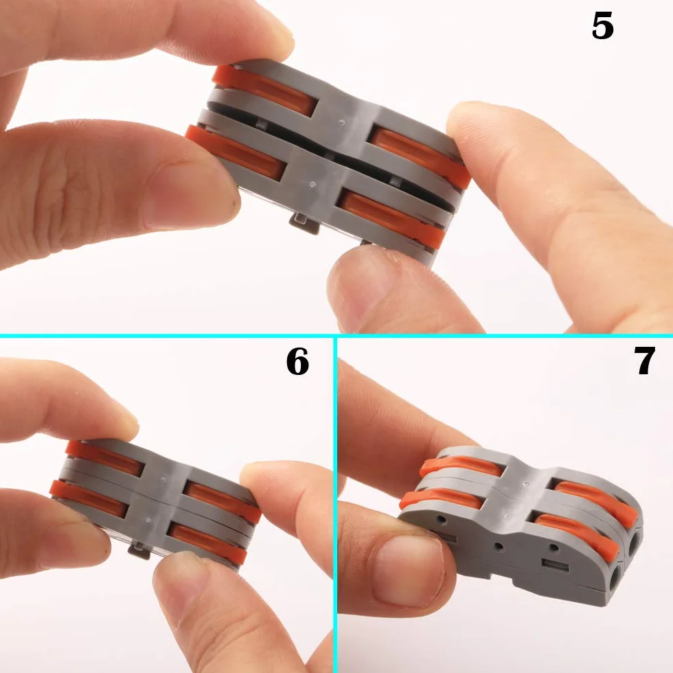 CESFONJER Lever-Nut Surtidas Conector, Bloque de Terminales de Barra de Presión Bilateral, Conductores de Surtido Conectores de Cable Compacto SPL-1 (Paquete de 24)