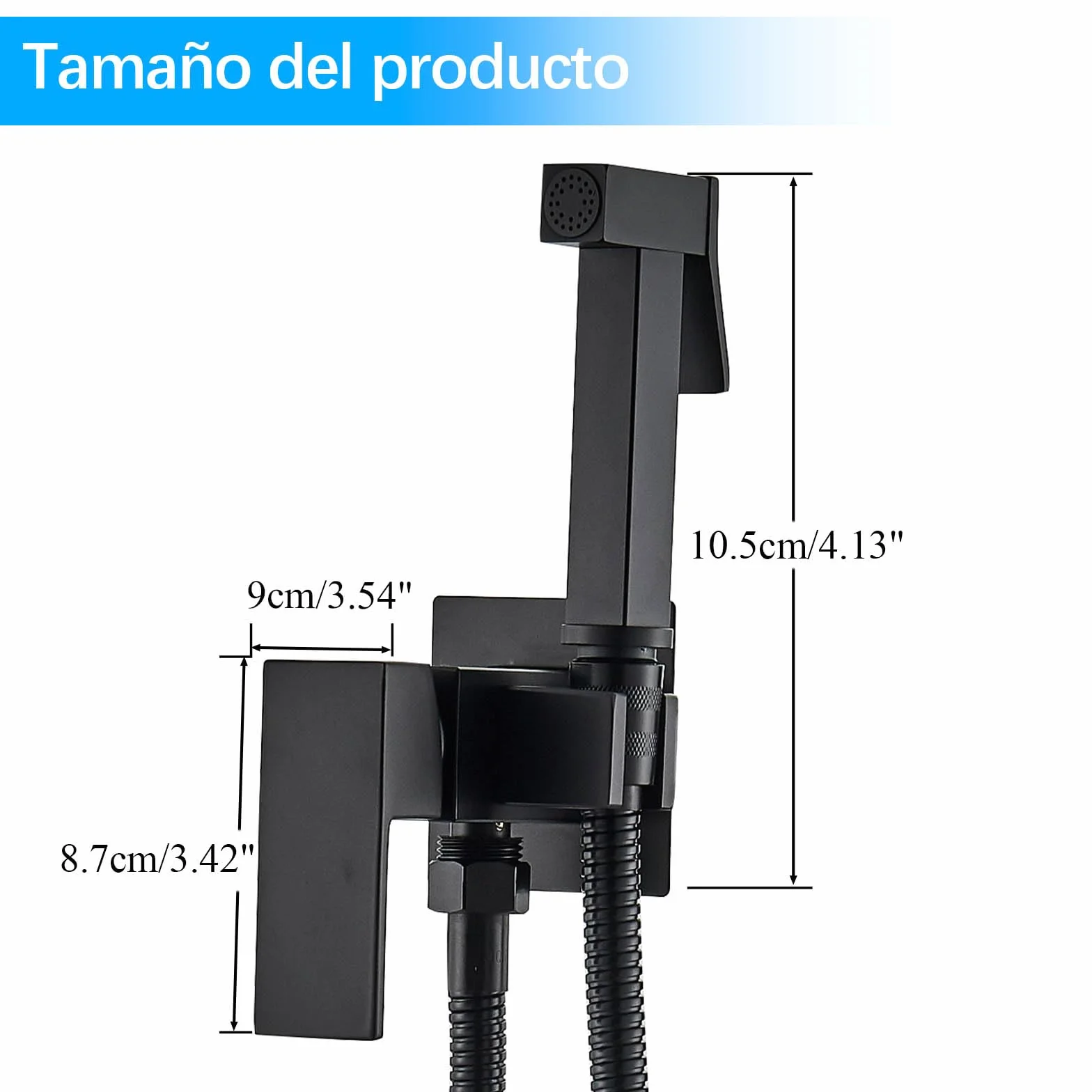 Pulverizador de Bidé para Inodoro Negro, Multifunción, Agua Fría y Caliente, Kit Portátil con Manguera WC