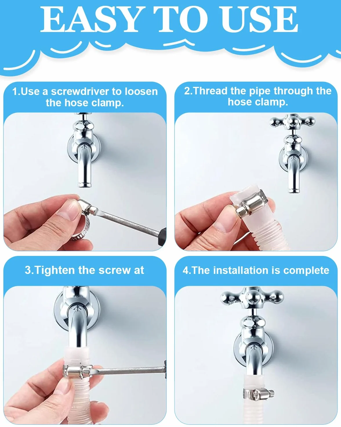 6 piezas Abrazaderas Metalicas para Tubos, Acero Inoxidable Ajustable 16-25 mm, Abrazaderas Tubo, de Manguera de Acero Inox para Mangueras Tubería de Agua Piscina