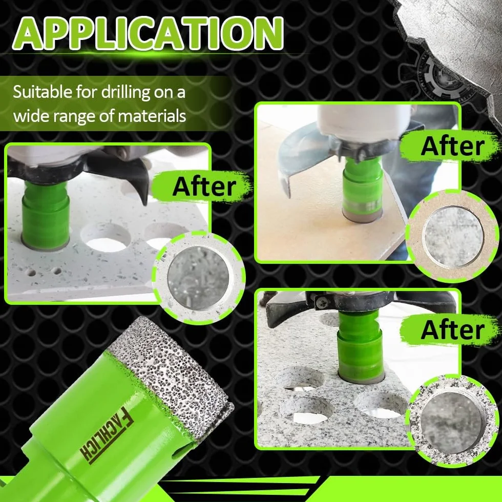 Broca de Diamante 40MM Vacío Soldadura para Perforación en Seco Porcelana Azulejo Granito Mármol M14
