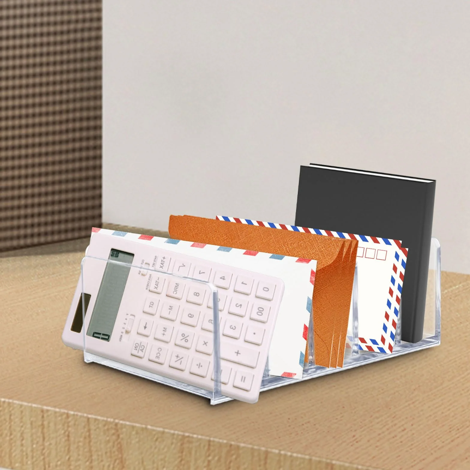 LELE LIFE Acrylic Mail Organizer 5 Compartments Desktop Office Home