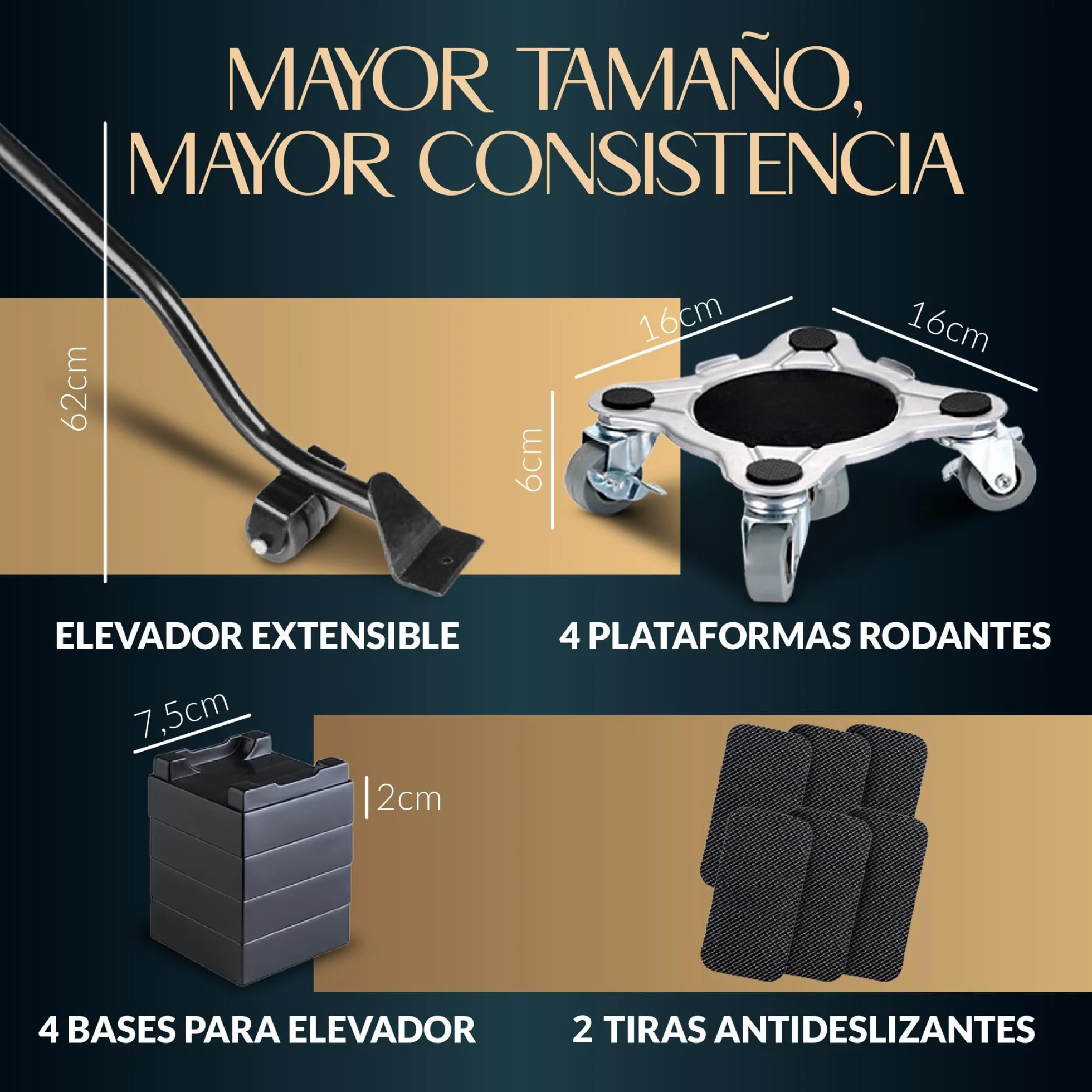 Ruedas para Mover Muebles Pesados | 4 Piezas 5 Ruedas para Mover Muebles Pesados + Elevador De Muebles | Gato para Mover Muebles | Levantador De Muebles | Ruedas Deslizantes para Carga Pesada +500KG