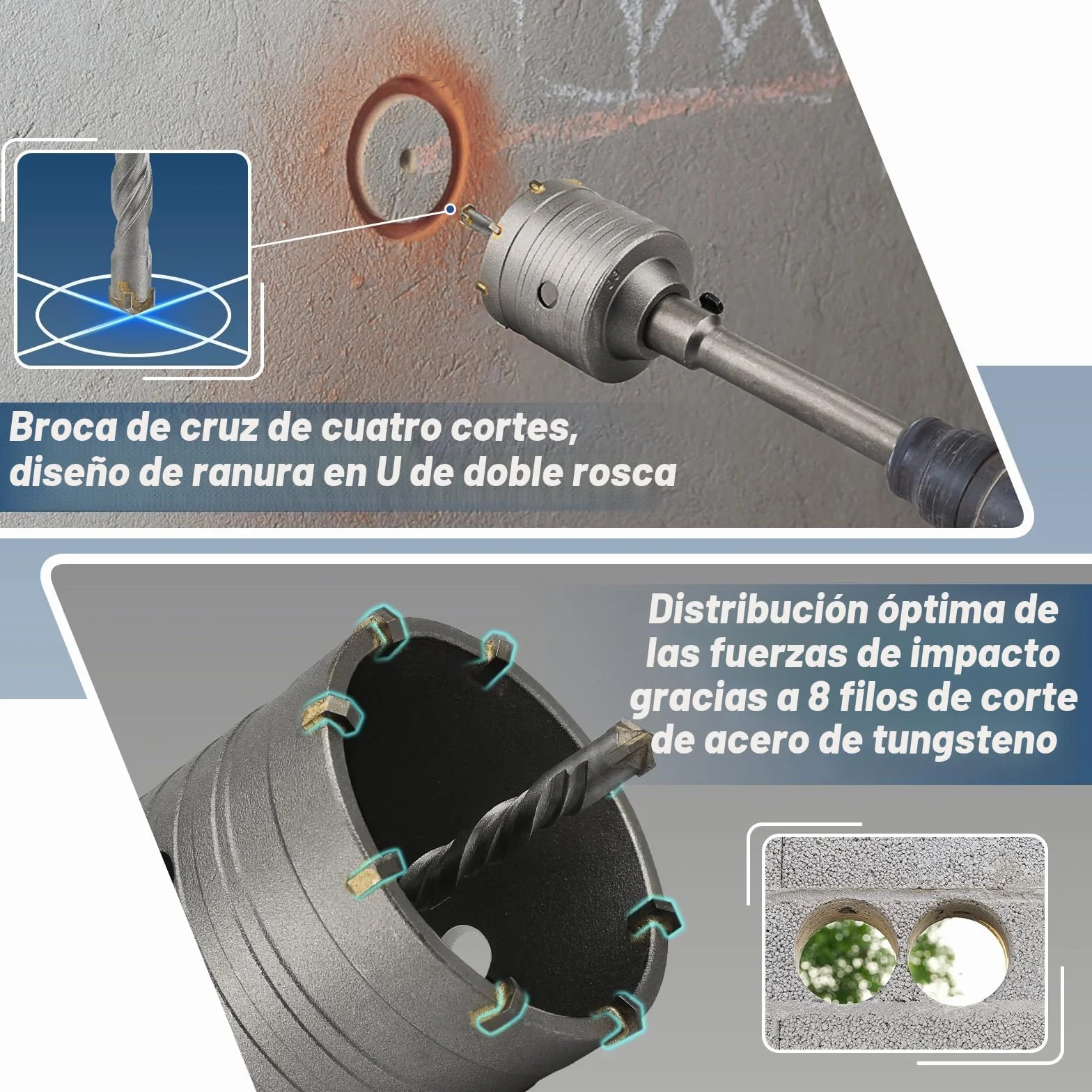 68mm Brocas Sierra Perforadora Hormigón, Lytool Brocas SDS Plus Hormigon con Barra de Conexión de 220 mm, para Cemento, Ladrillo, Piedra, Pared