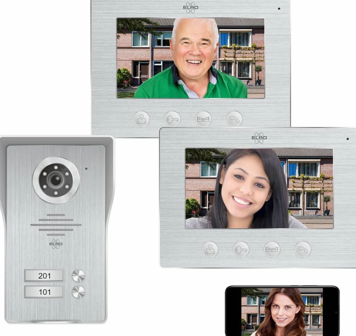 ELRO DV4000IP-2 Kit de Videoportero IP WiFi │ 2 Apartamentos │ Cámara 1080P Full HD con visión Nocturna │ Cable de 4 Hilos │ 16 Tonos de Llamada