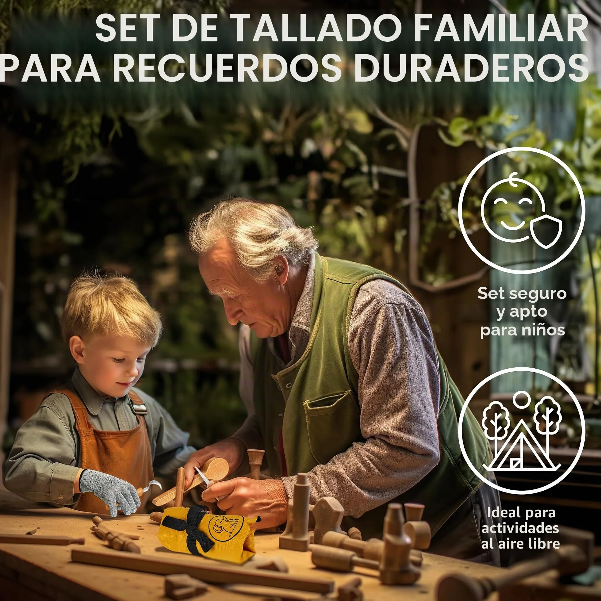 Eli® Set de Cuchillos para Niños a partir de 6 Años - Set de Tallado Infantil con Guantes Resistentes a Cortes - Cuchillo Infantil para Tallar - Herramientas de Tallado - Cuchillo