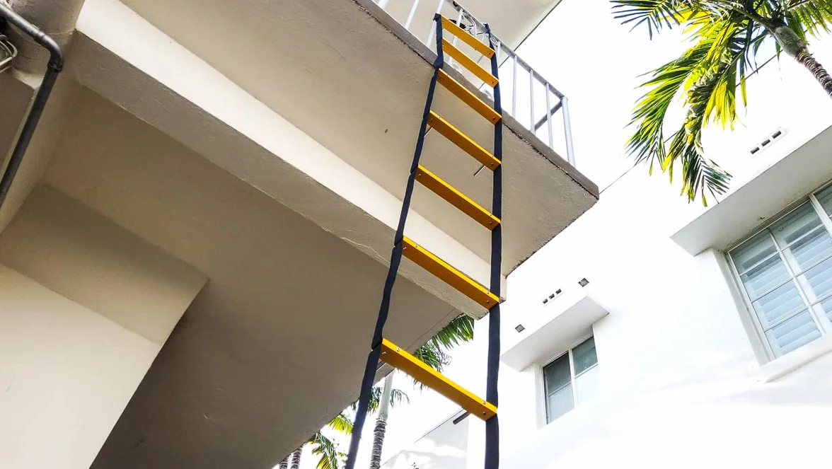 Escalera de Escape de Incendios 7,5 m 2 Pisos | Herramientas de Montaje Incluidas | Escalera de Cuerda de Escape de Incendios para Casas 2er Piso | Portátil, Plegable y Compacto