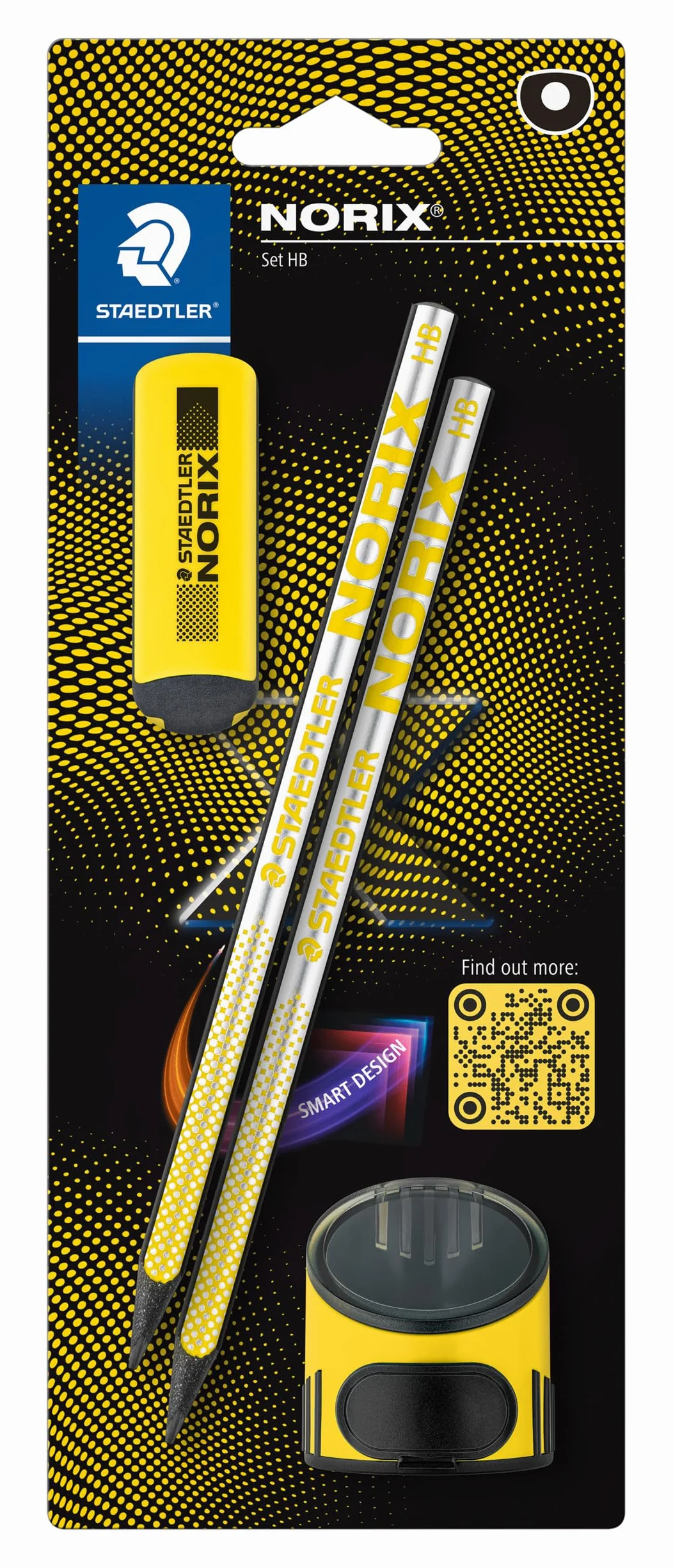 STAEDTLER NORIX Set de compás de ajuste rápido, 2 lápices HB, goma y sacapuntas, amarillo