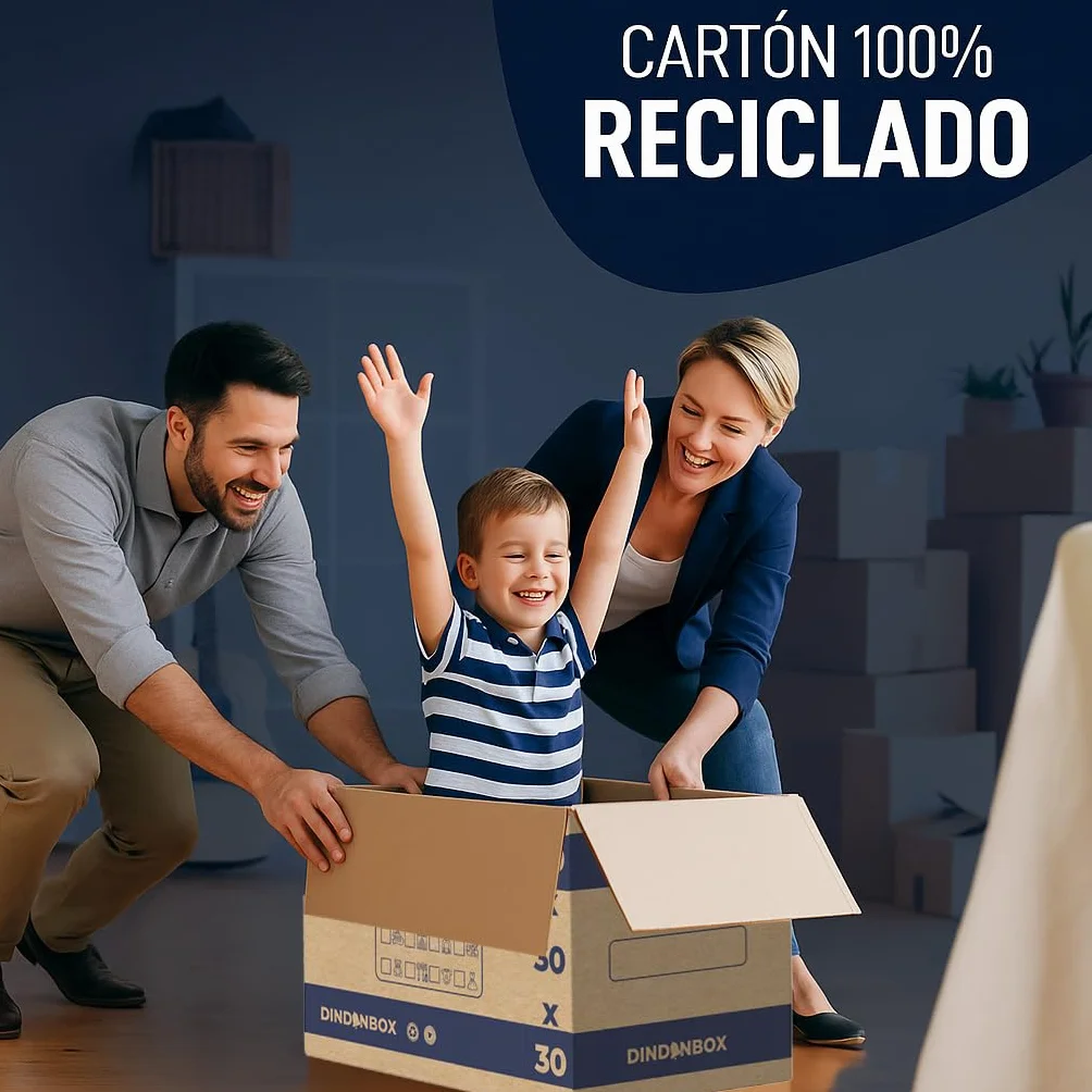 Cajas de Cartón para Mudanza 60x40x40cm con Precinto y Asas, Cartón Corrugado Reciclado