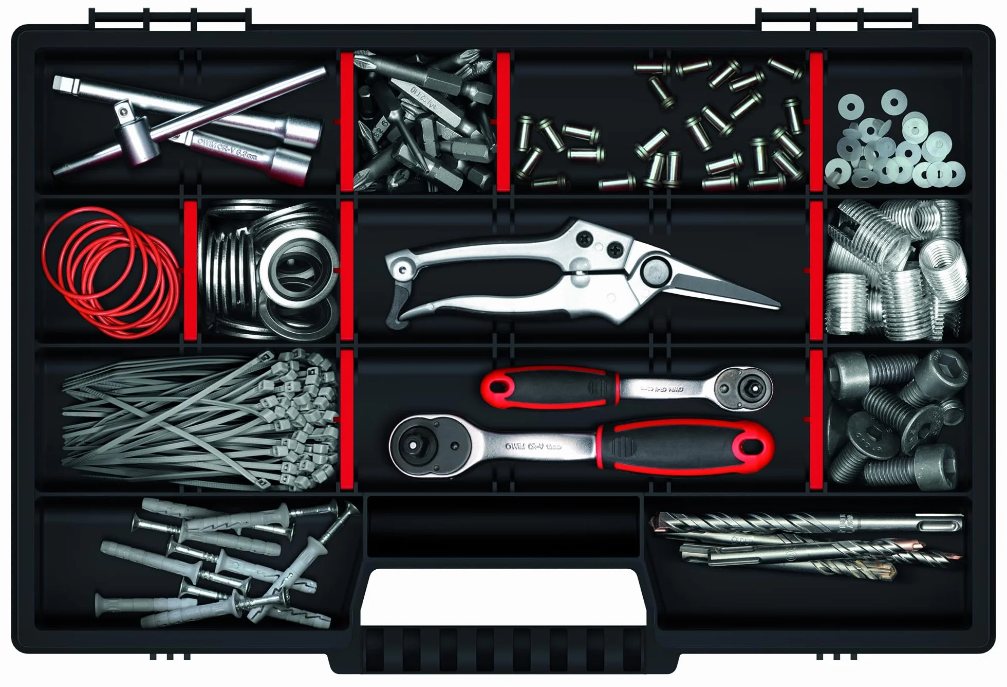 MIVOS Caja organizadora 12 pulgadas 21 compartimentos 290x195x35 mm para tornillos y piezas pequeñas