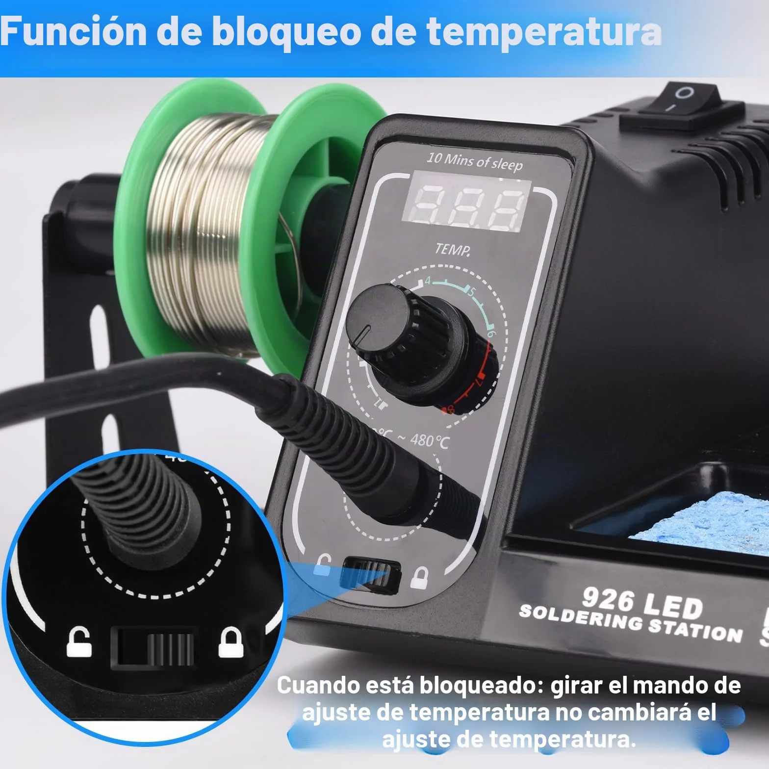 60W Estacion de Soldadura,Kit de Soldador,Estacion de Soldadura Estaño 90-480℃ Temperatura Ajustable con 6 PCS Punta Soldador,Soporte de Rodillo Extraíble