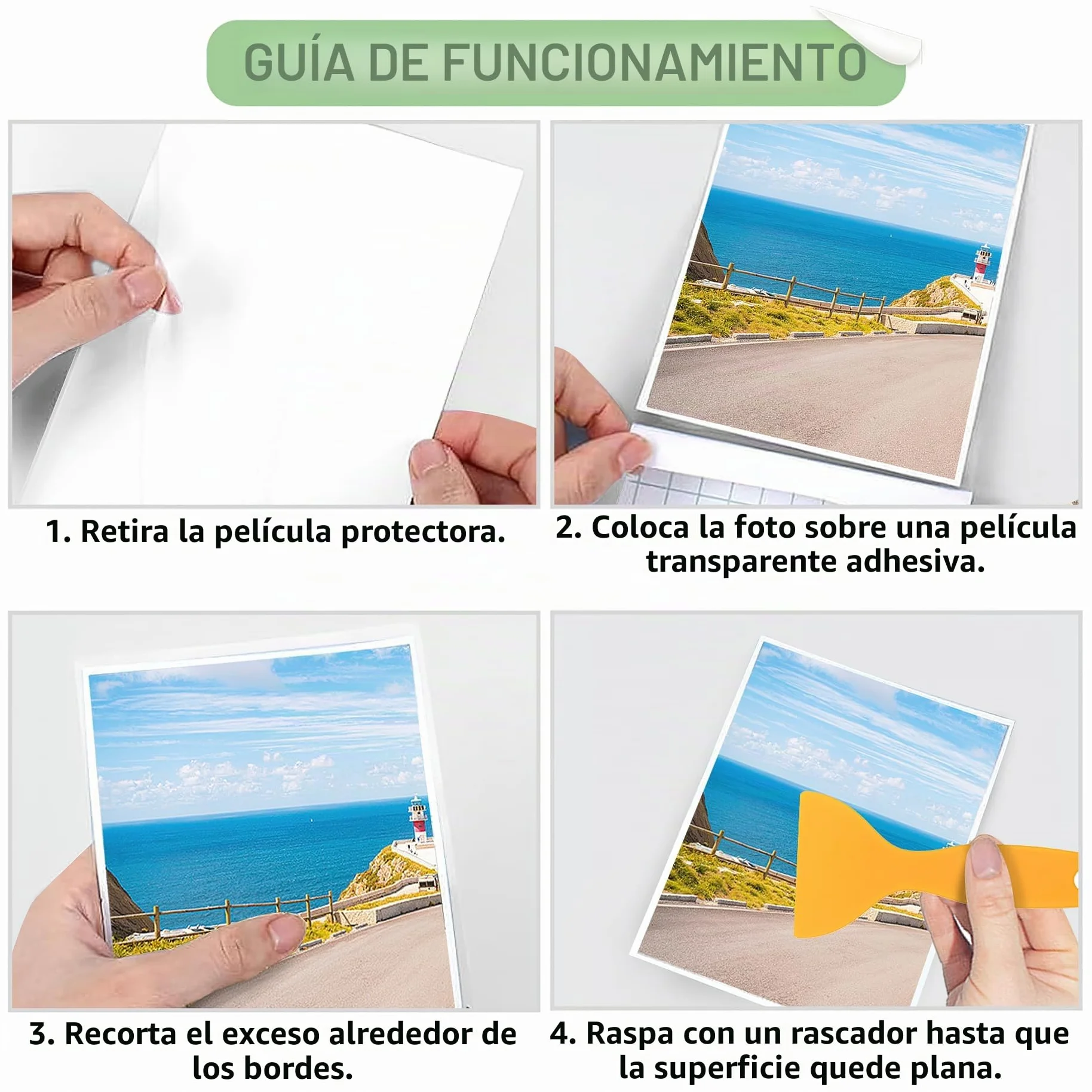 Hojas Laminadas Autosellantes Transparentes Impermeables 6 Pulgadas sin Máquina con Rascador